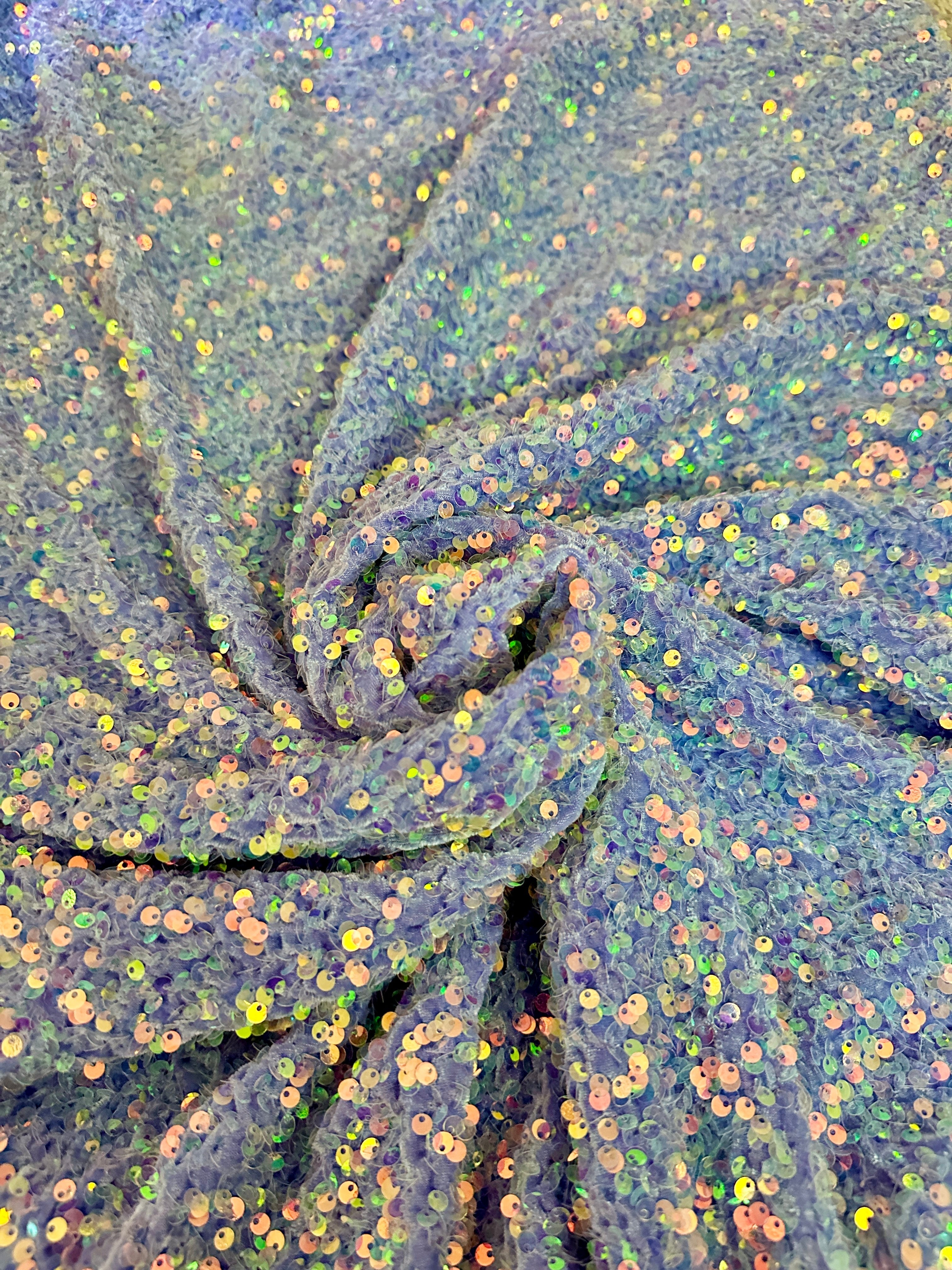 Iridescent Lavender Sequins Velvet, Velvet Material, Velvet Fabric, Velour Fabric Sale, Velvet Fabric Online, Stretch Velvet Spandex, Plush Velvet