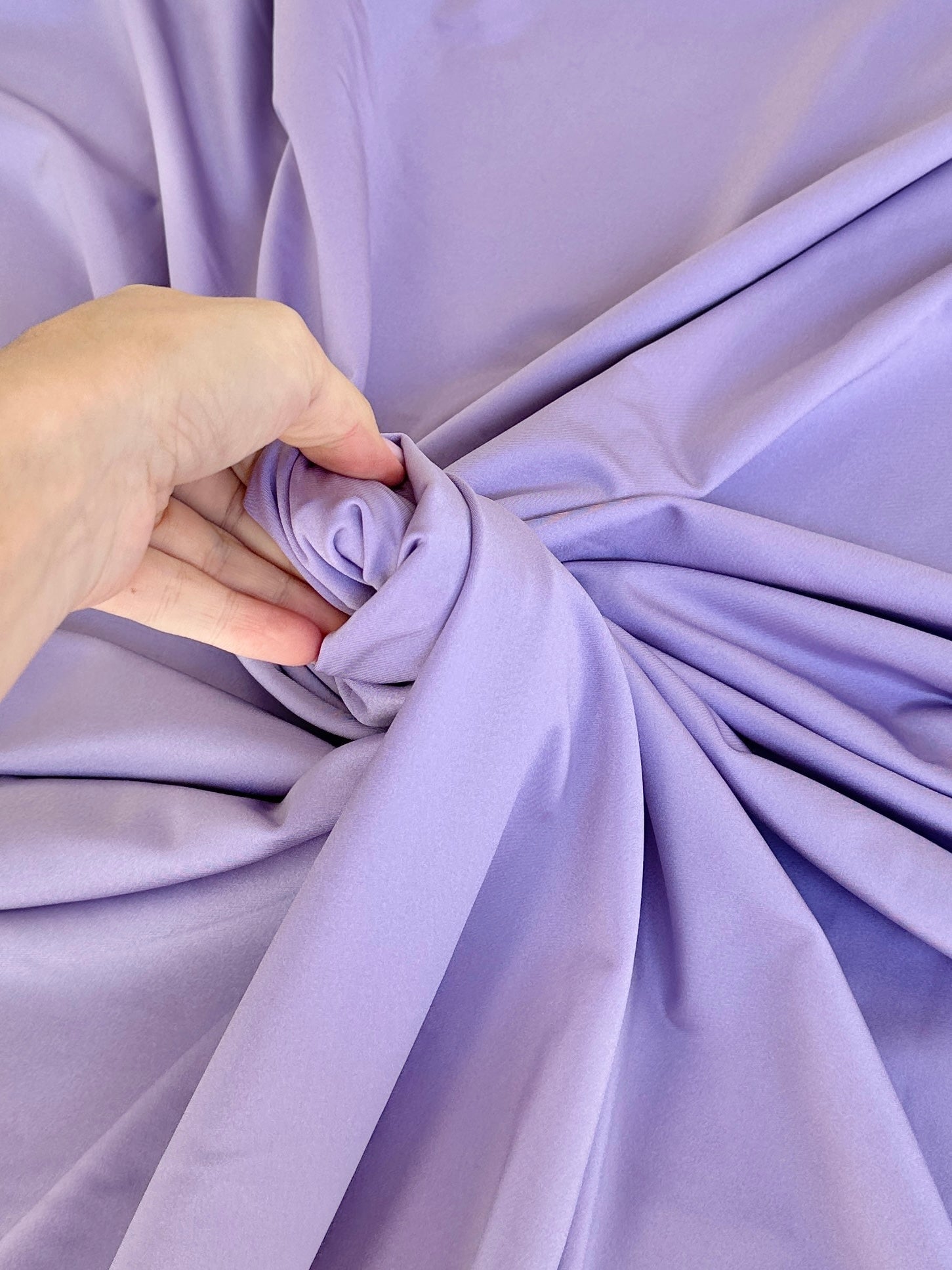 lilac Nylon Spandex, light purple nylon spandex, 4 Way Stretch nylon spandex, Tan Spandex for Dress, shiny nylon spandex for woman, shiny nylon for bride, spandex for swim wear, premium spandex, spandex on sale, low price spandex