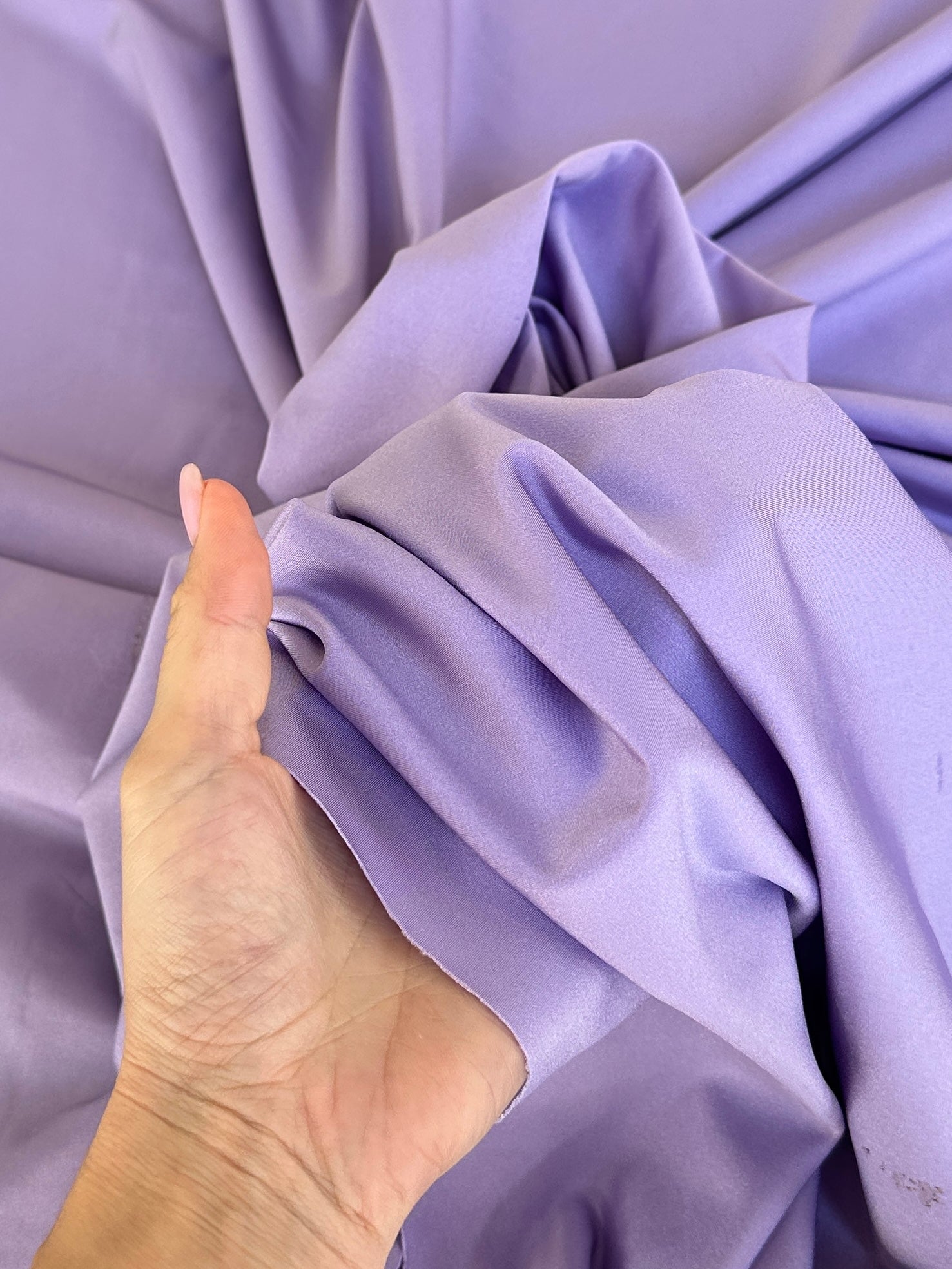 lilac Nylon Spandex, light purple nylon spandex, 4 Way Stretch nylon spandex, Tan Spandex for Dress, shiny nylon spandex for woman, shiny nylon for bride, spandex for swim wear, premium spandex, spandex on sale, low price spandex