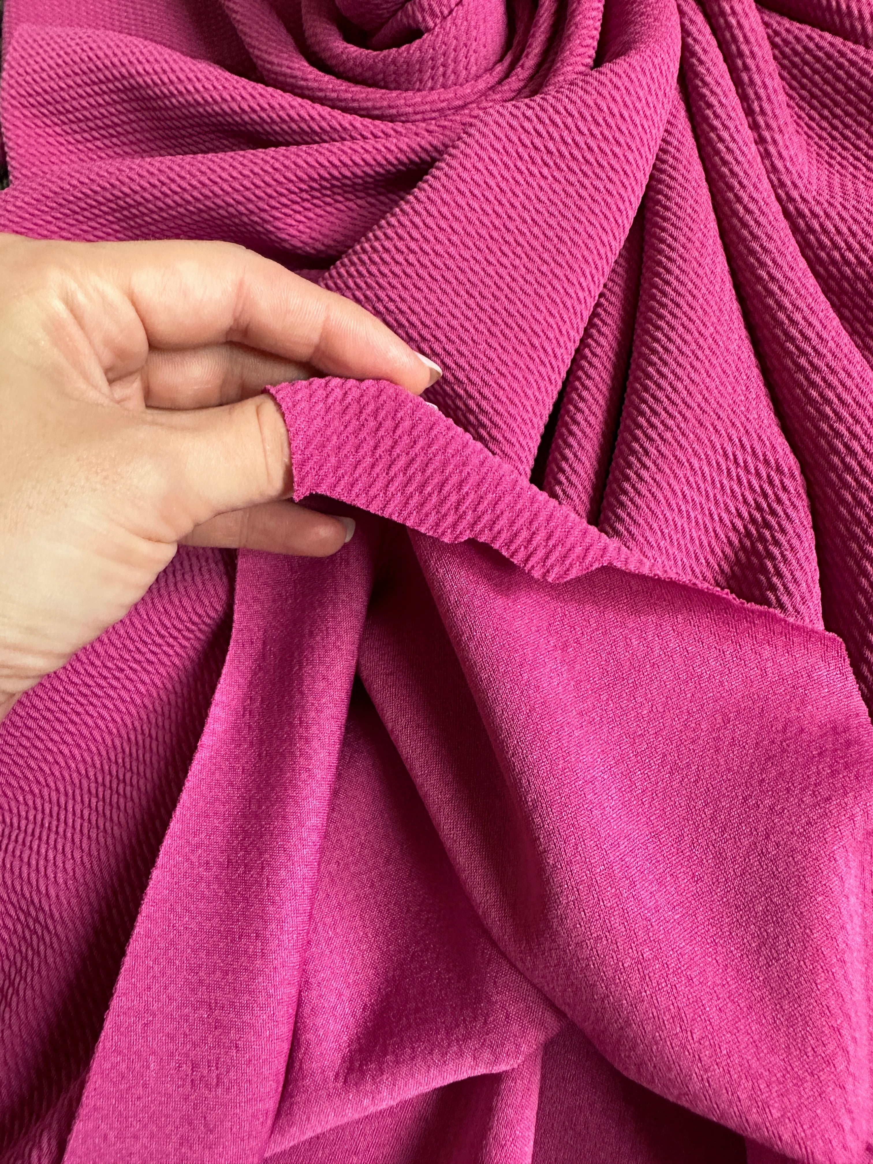 Magenta liverpool knit, dark purple liverpool knit, purple liverpool knit, knit for woman, knit for bride, knit on discount, knit on sale, knit for gown, liverpool knit for party wear, premium liverpool knit, kiki textile liverpool knit