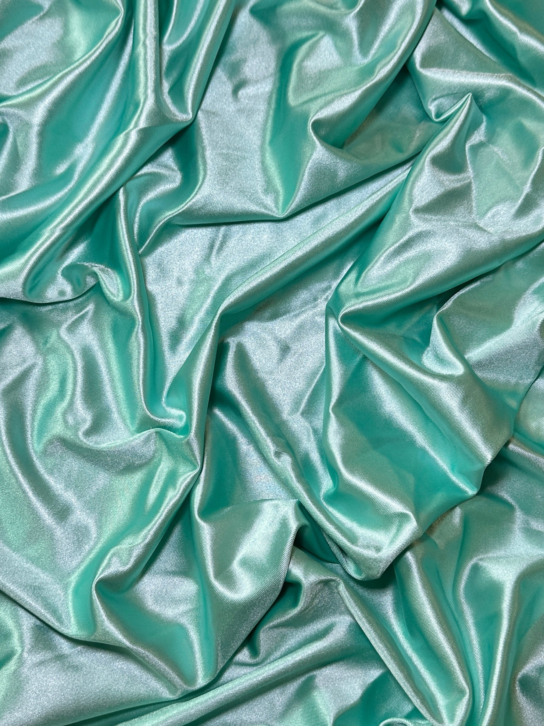Mint Shiny Nylon Spandex, Mint Spandex, Nylon Spandex, Shiny Spandex, Stretch Fabric, 4 way stretch fabric, Fabric on Sale, Activewear Fabric, Polyester Fabric