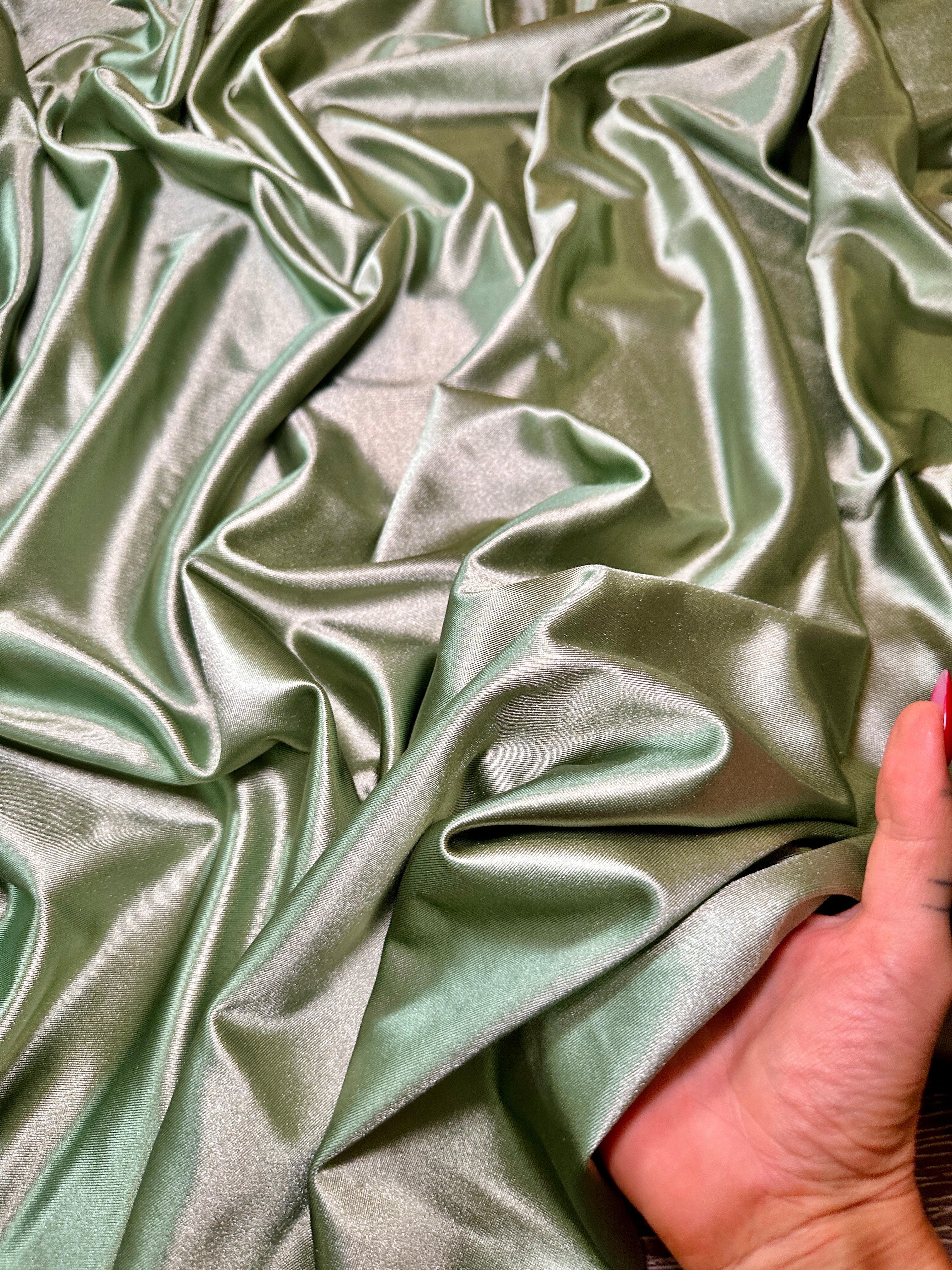 Sage Green Shiny Nylon Spandex, Fabric Store, Sewing Store, Cheap Fabric Store, Kiki Textiles, Textile by the Yard