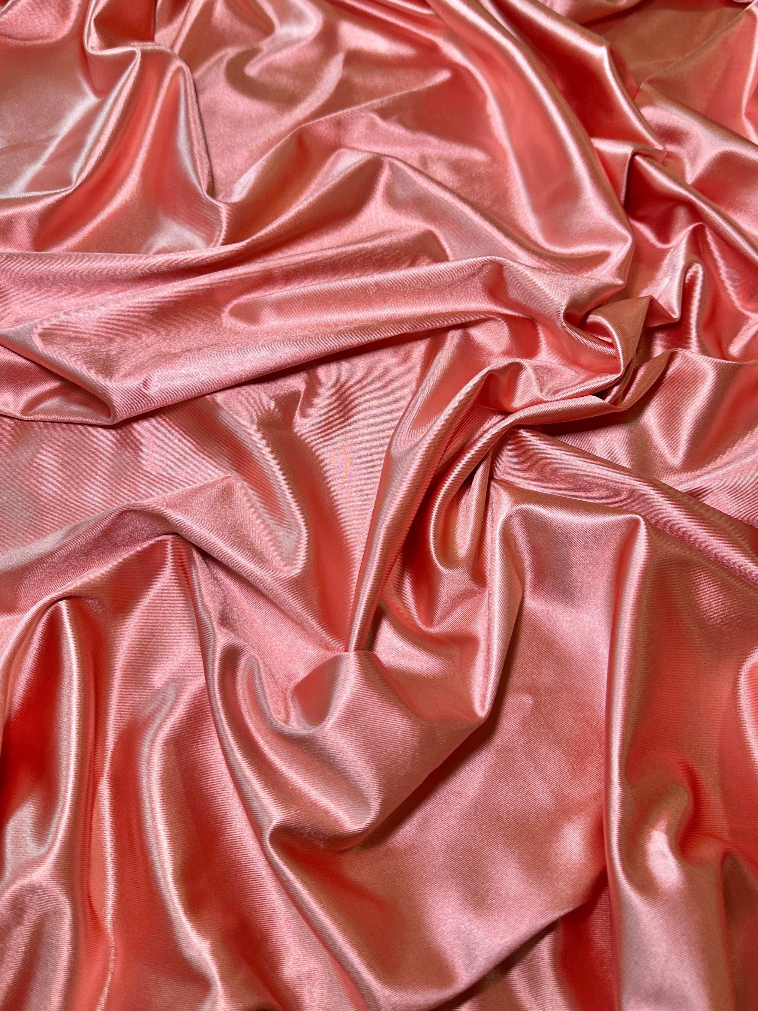 Salmon Shiny Nylon Spandex, Salmon Spandex, Nylon Spandex, Shiny Spandex, Stretch Fabric, 4 way stretch fabric, Fabric on Sale, Activewear Fabric, Polyester Fabric