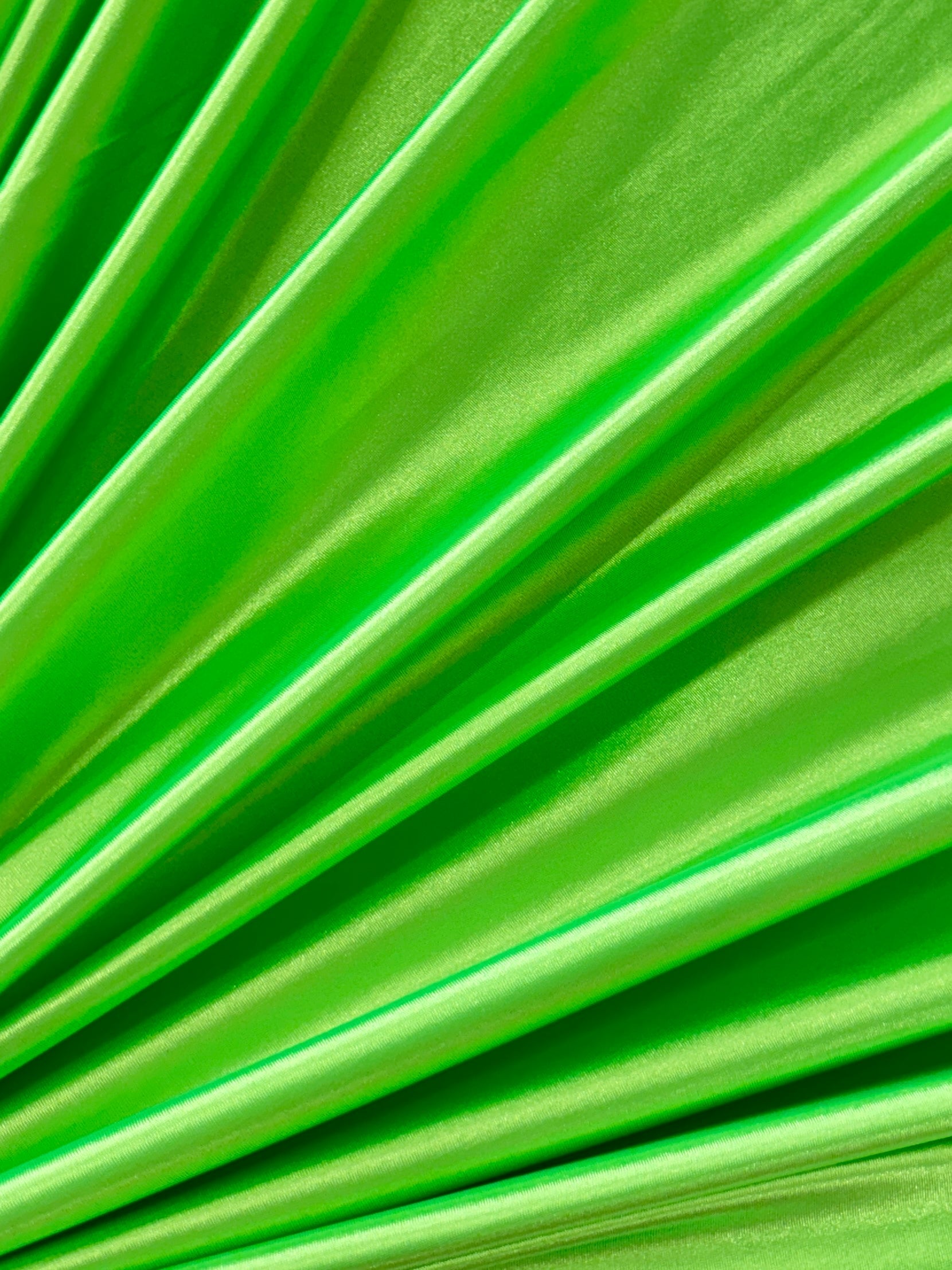 Neon Green Shiny Nylon Spandex, online textile store, sewing, fabric store, sewing store, cheap fabric store, kiki textiles