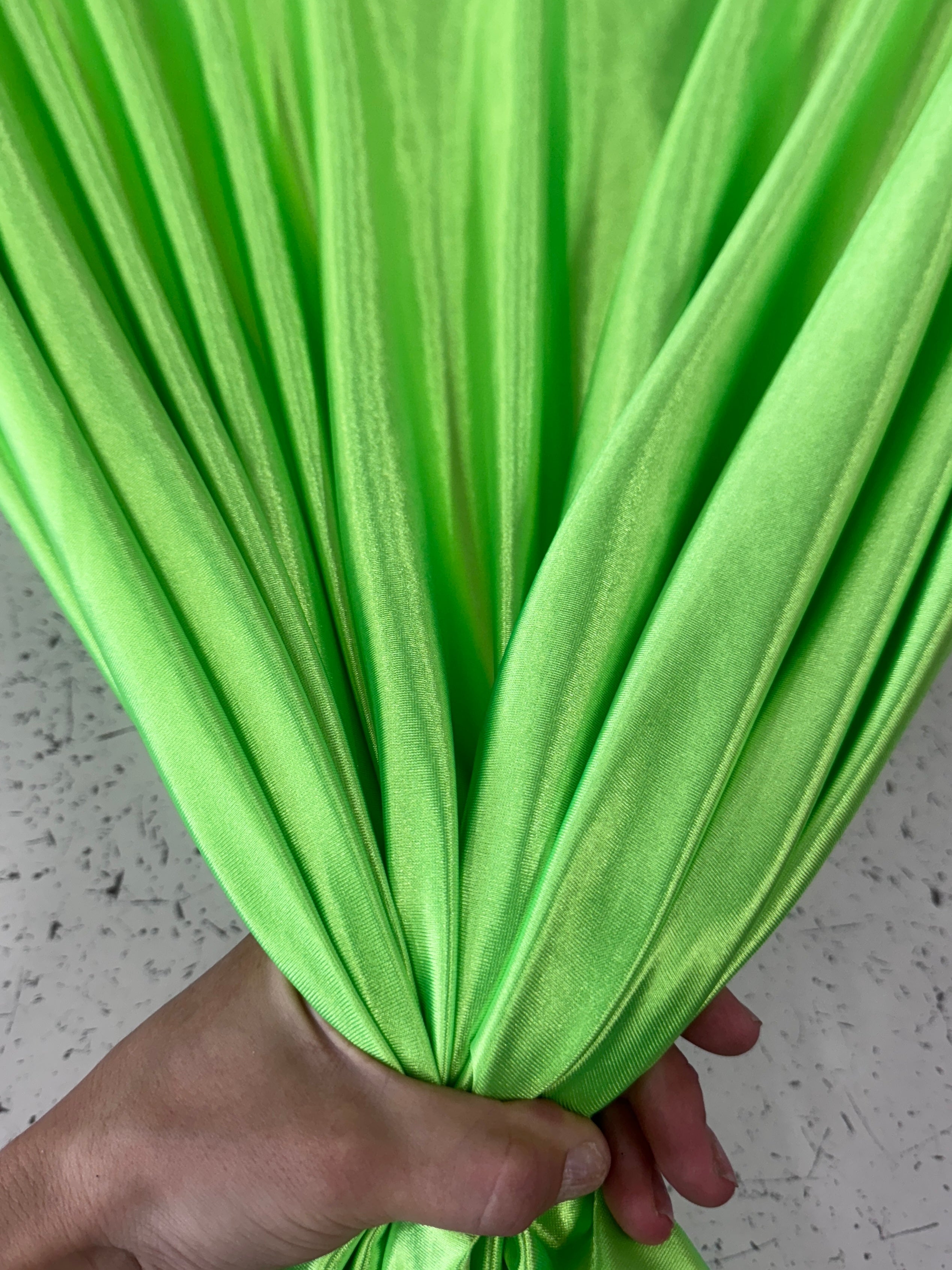 Neon Green Shiny Nylon Spandex, online textile store, sewing, fabric store, sewing store, cheap fabric store, kiki textiles
