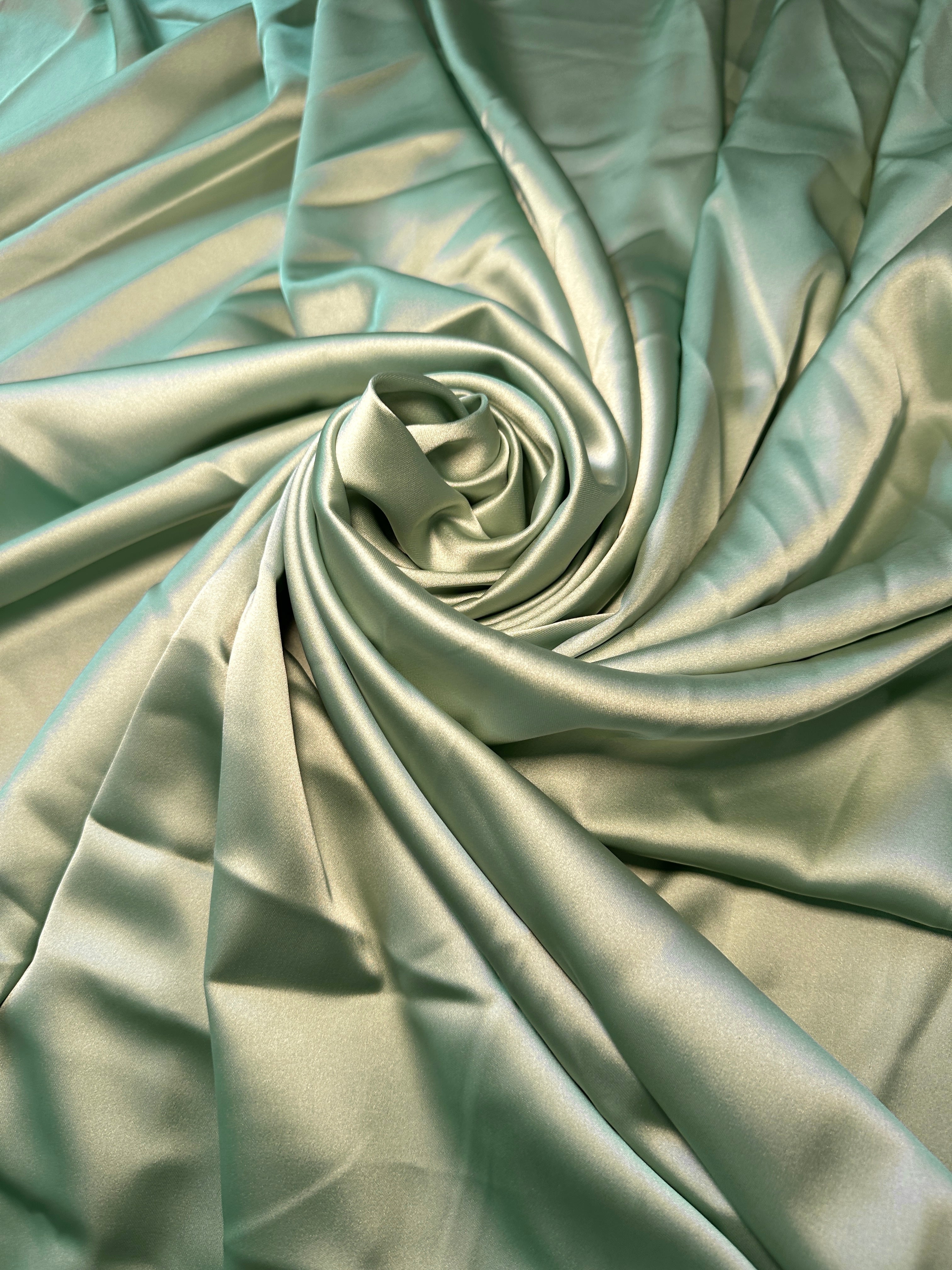 Mint Stretch Crepe Back Satin, Fabric Store, Sewing Store, Cheap Fabric Store, Kiki Textiles, Textile by the Yard