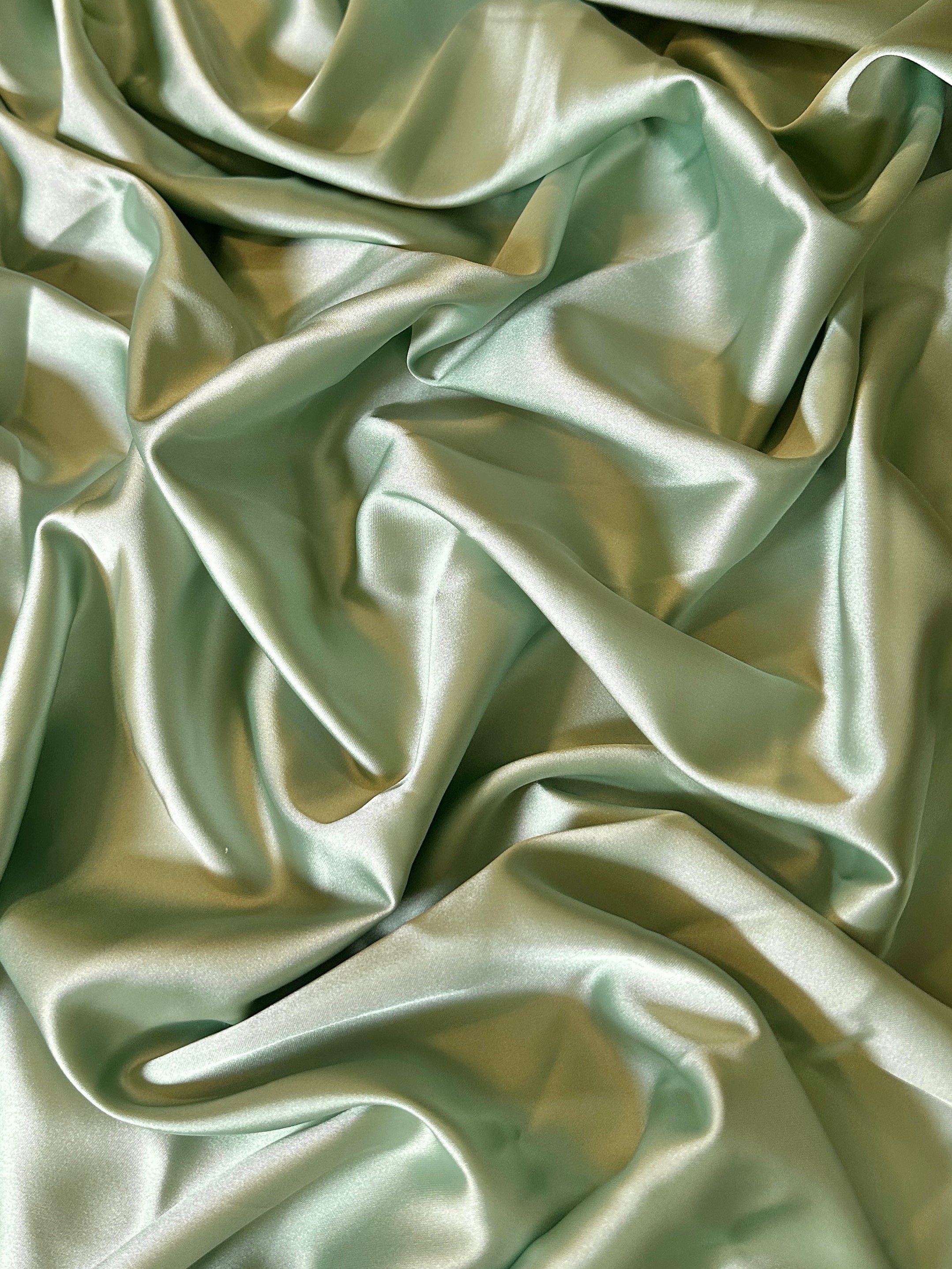 Mint Stretch Crepe Back Satin, Fabric Store, Sewing Store, Cheap Fabric Store, Kiki Textiles, Textile by the Yard
