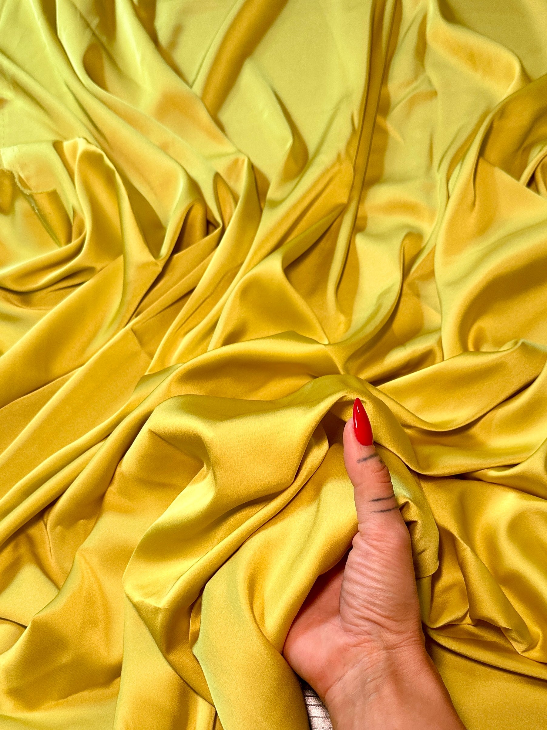 Yellow Charmeuse Bridal Satin, Fabric Store, Sewing Store, Cheap Fabric Store, Kiki Textiles, Textile by the Yard