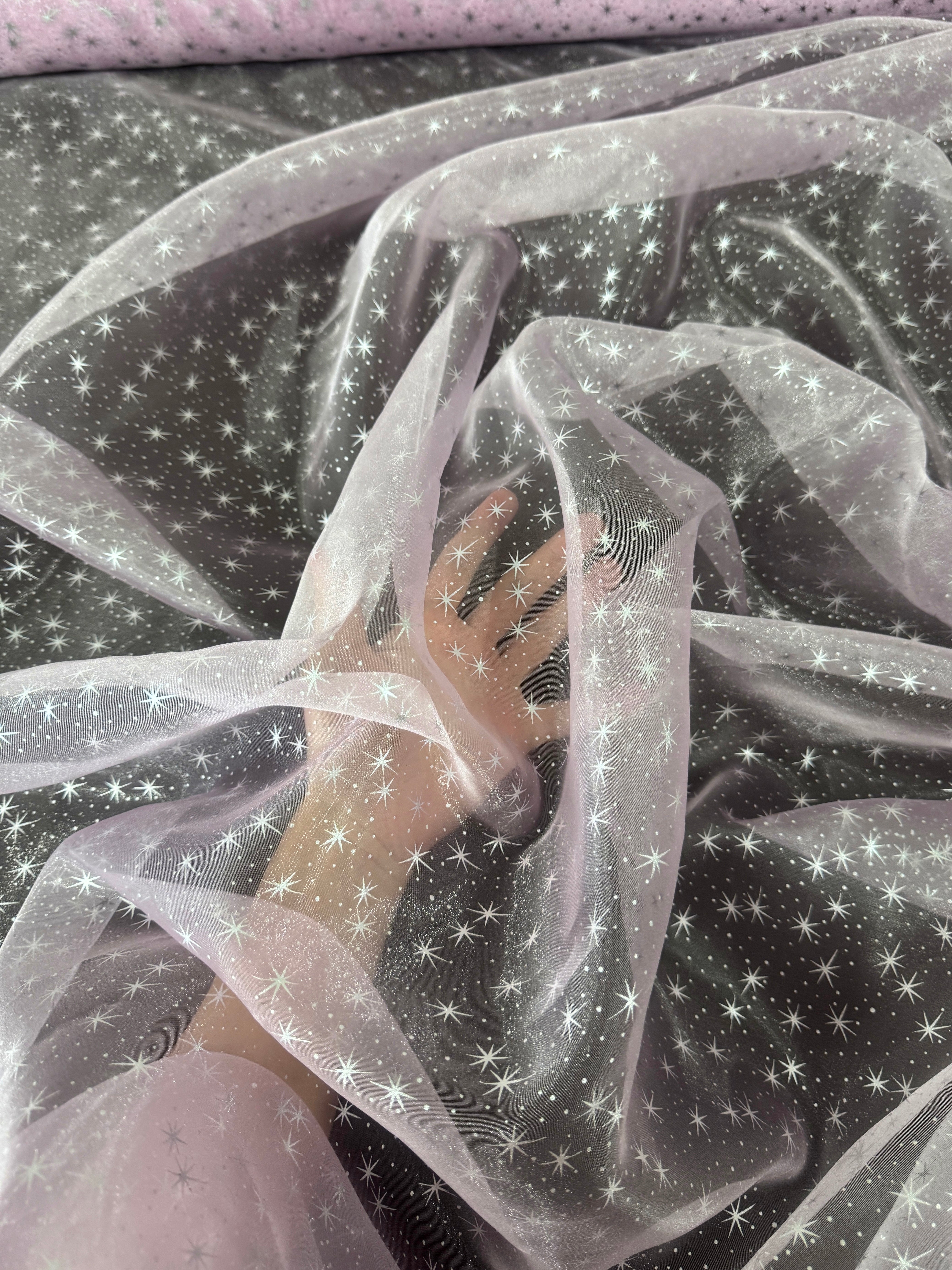 Baby Pink Star Organza, Baby Pink Star chiffon, Baby Pink organza, crystal chiffon, Ivory crystal chiffon for woman, chiffon for bride, premium chiffon, chiffon in low price, chiffon for party wear, chiffon for gown