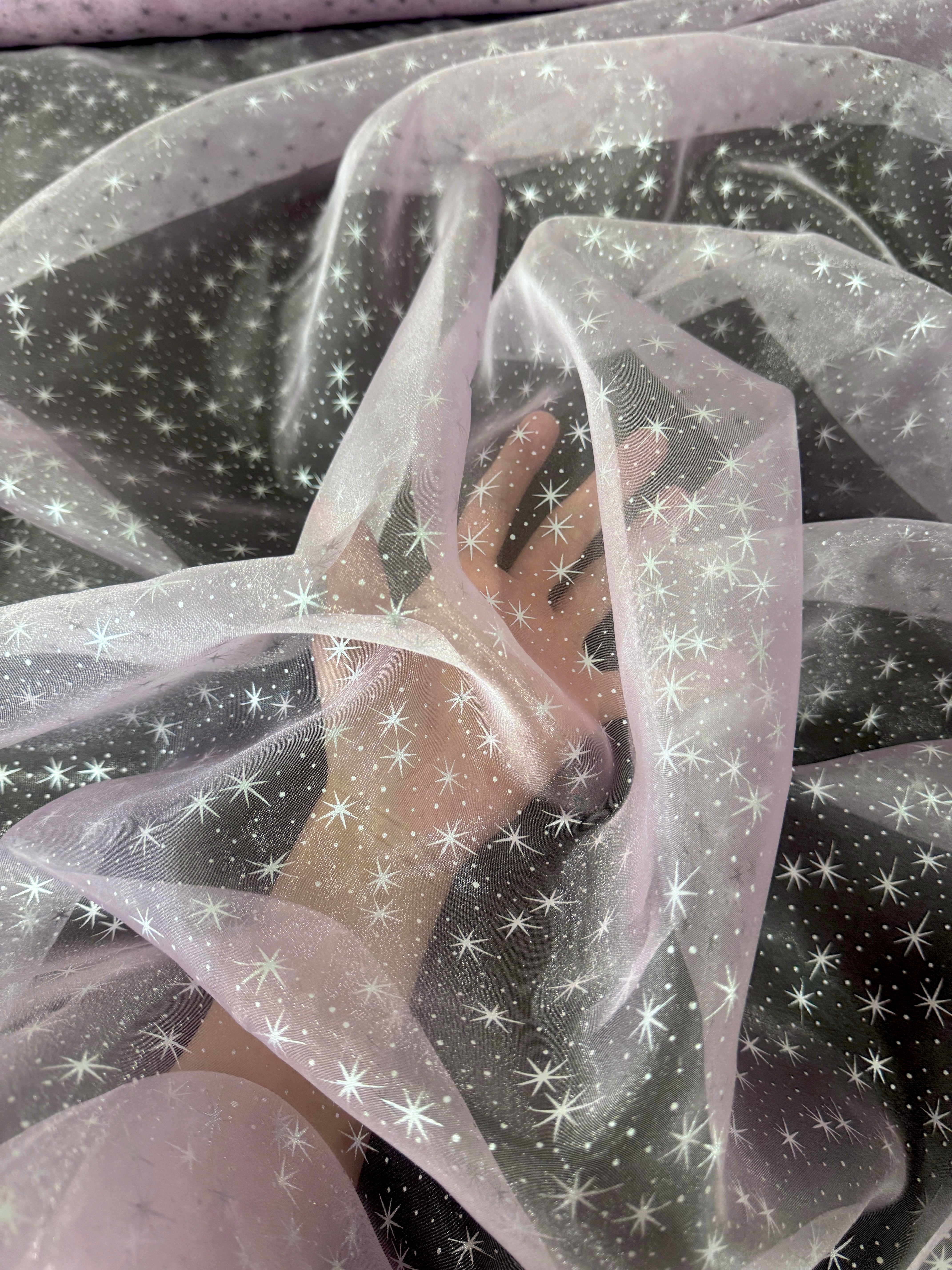 Baby Pink Star Organza, Baby Pink Star chiffon, Baby Pink organza, crystal chiffon, Ivory crystal chiffon for woman, chiffon for bride, premium chiffon, chiffon in low price, chiffon for party wear, chiffon for gown