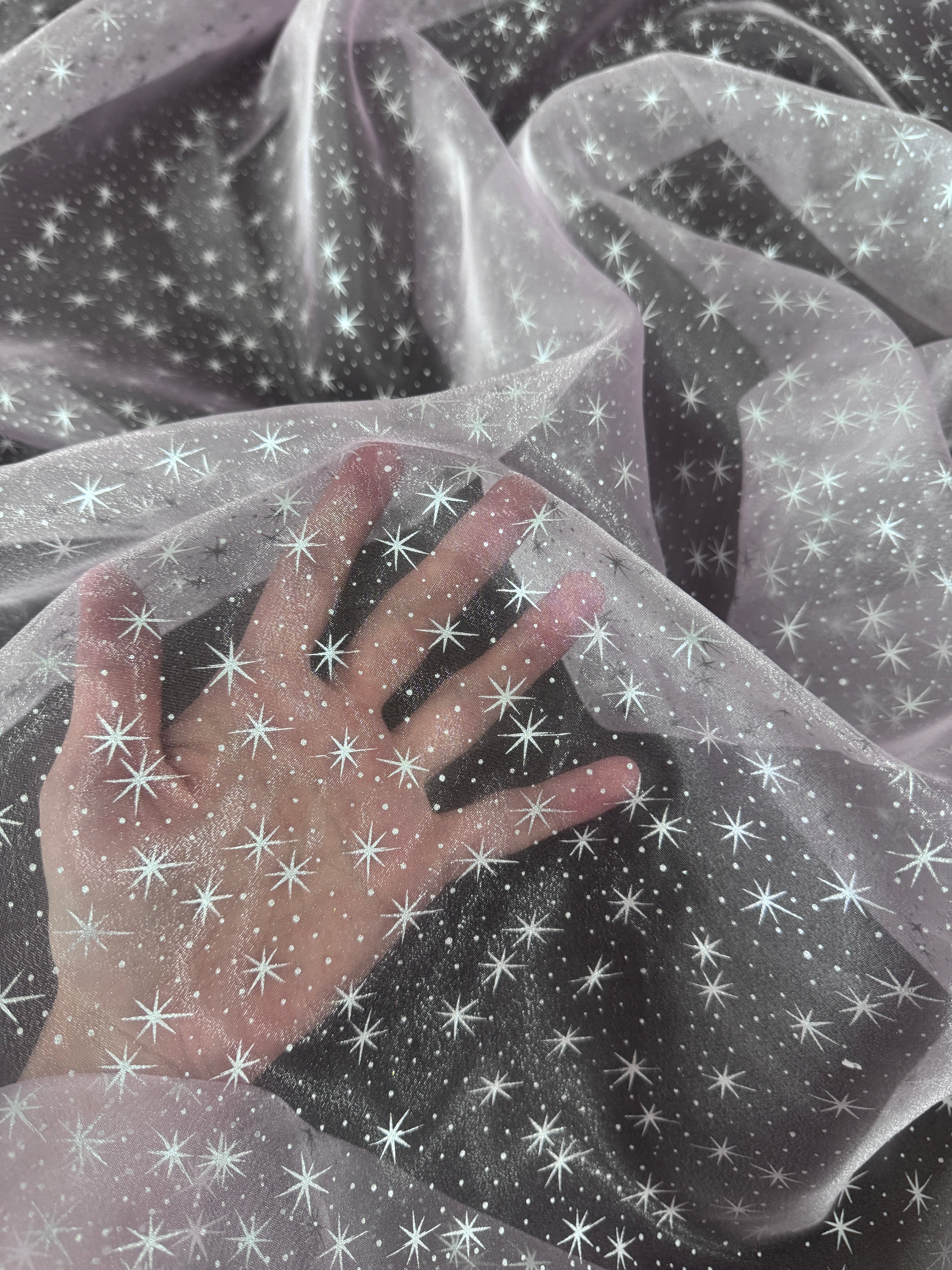 Baby Pink Star Organza, online textile store, sewing, fabric store, sewing store, cheap fabric store, kiki textiles