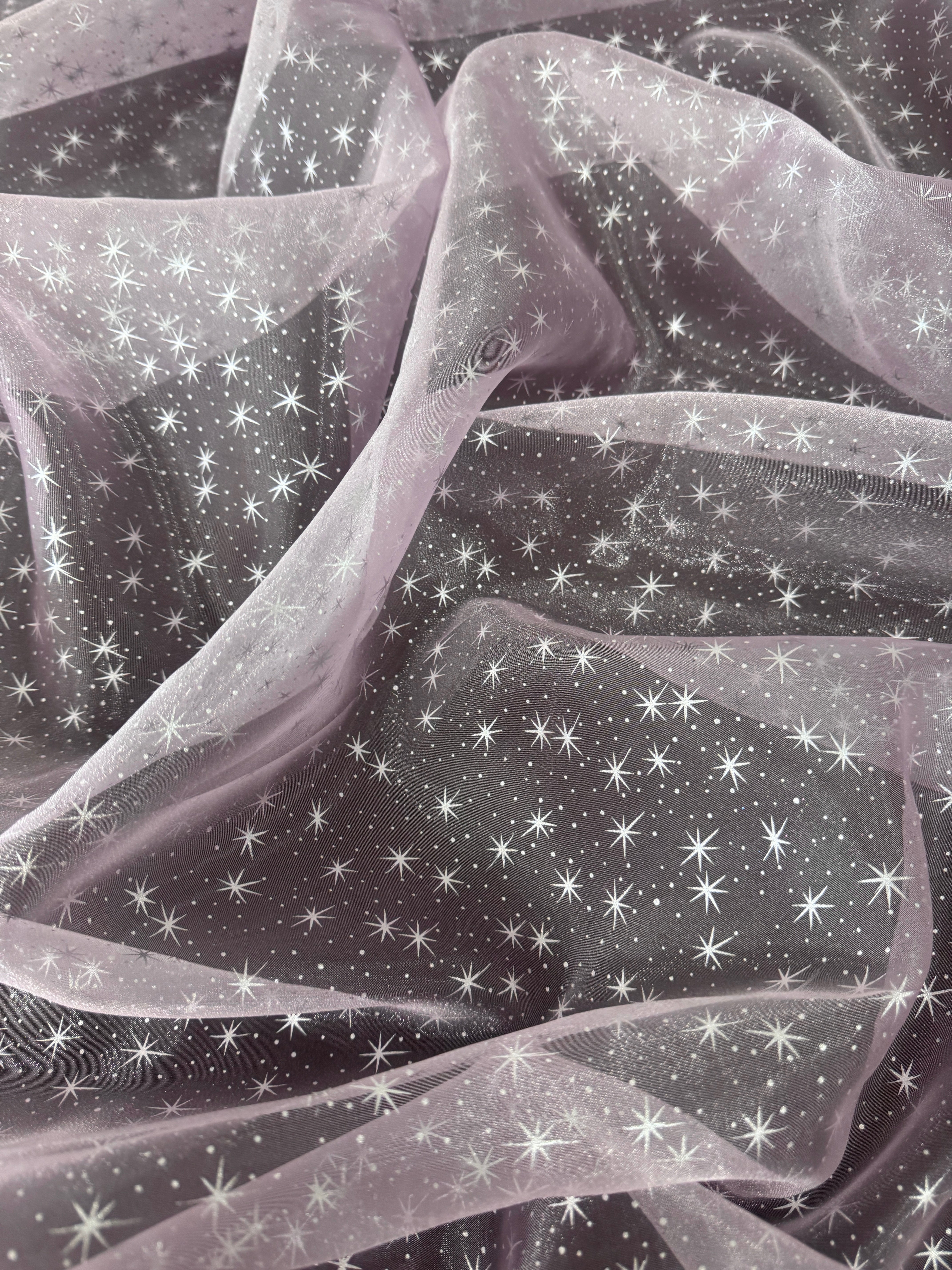 Baby Pink Star Organza, online textile store, sewing, fabric store, sewing store, cheap fabric store, kiki textiles