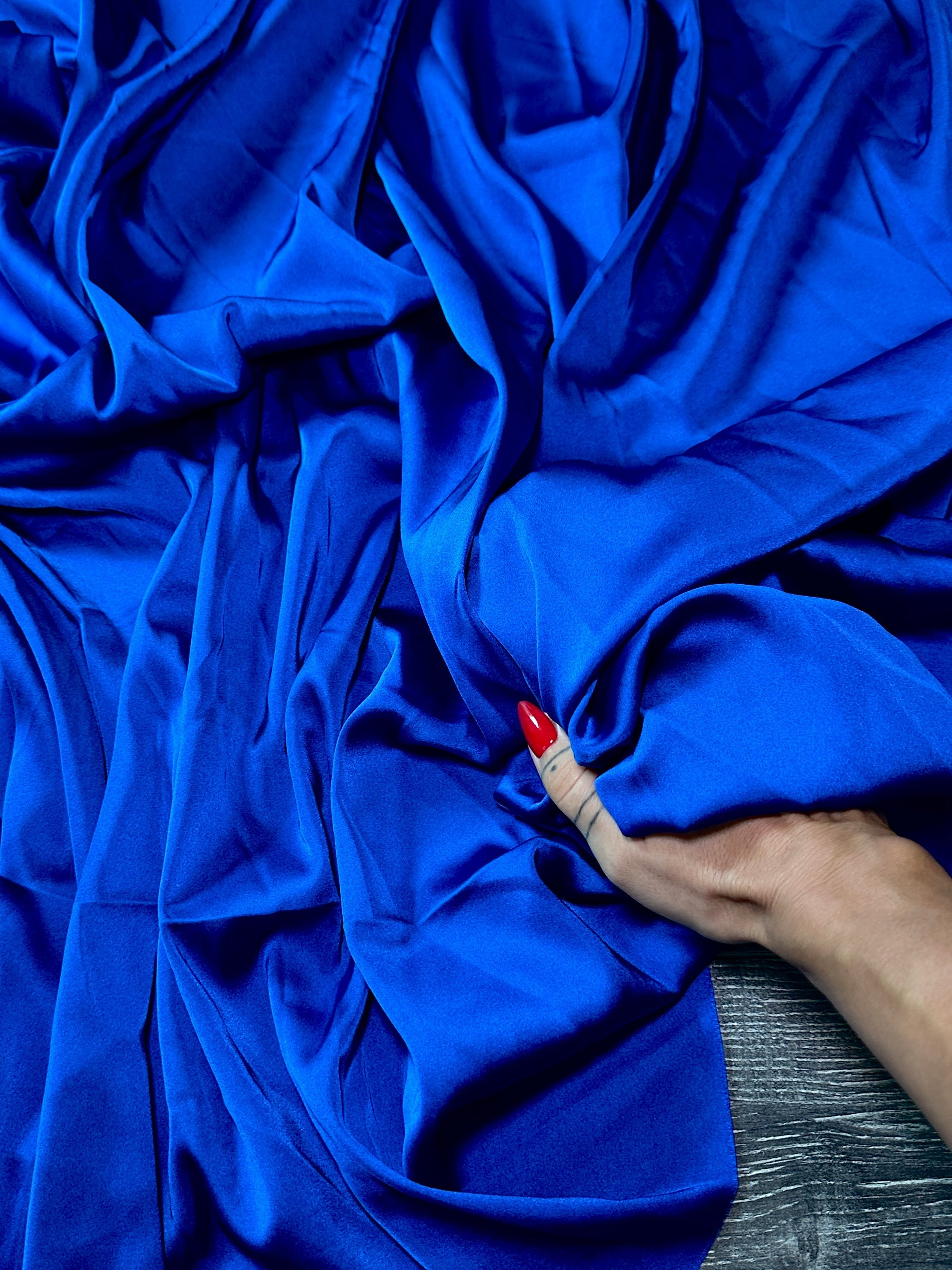 Royal Blue Bridal Crepe Satin, Fabric Store, Sewing Store, Cheap Fabric Store, Kiki Textiles, Textile by the Yard