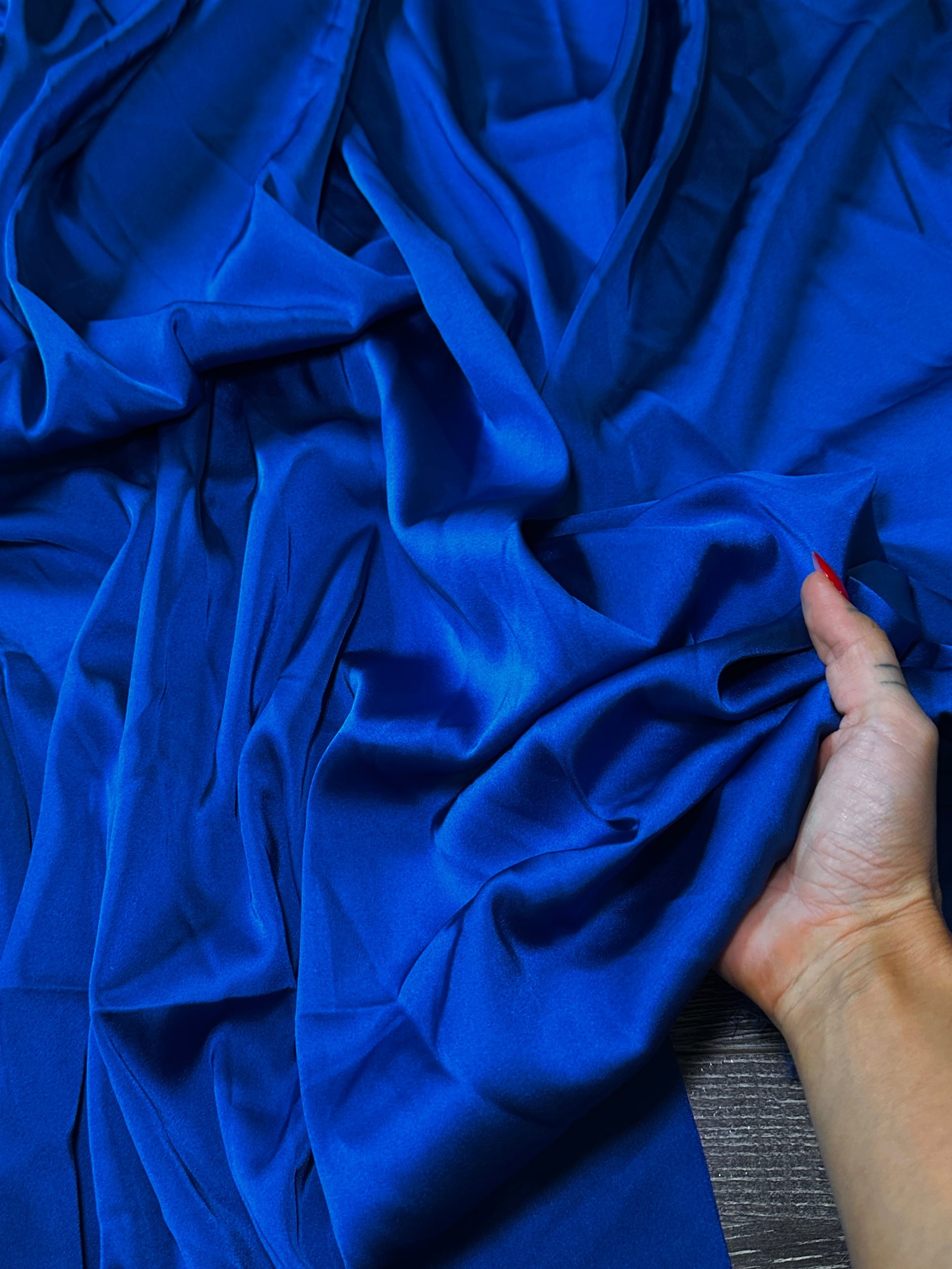 Royal Blue Bridal Crepe Satin, Fabric Store, Sewing Store, Cheap Fabric Store, Kiki Textiles, Textile by the Yard