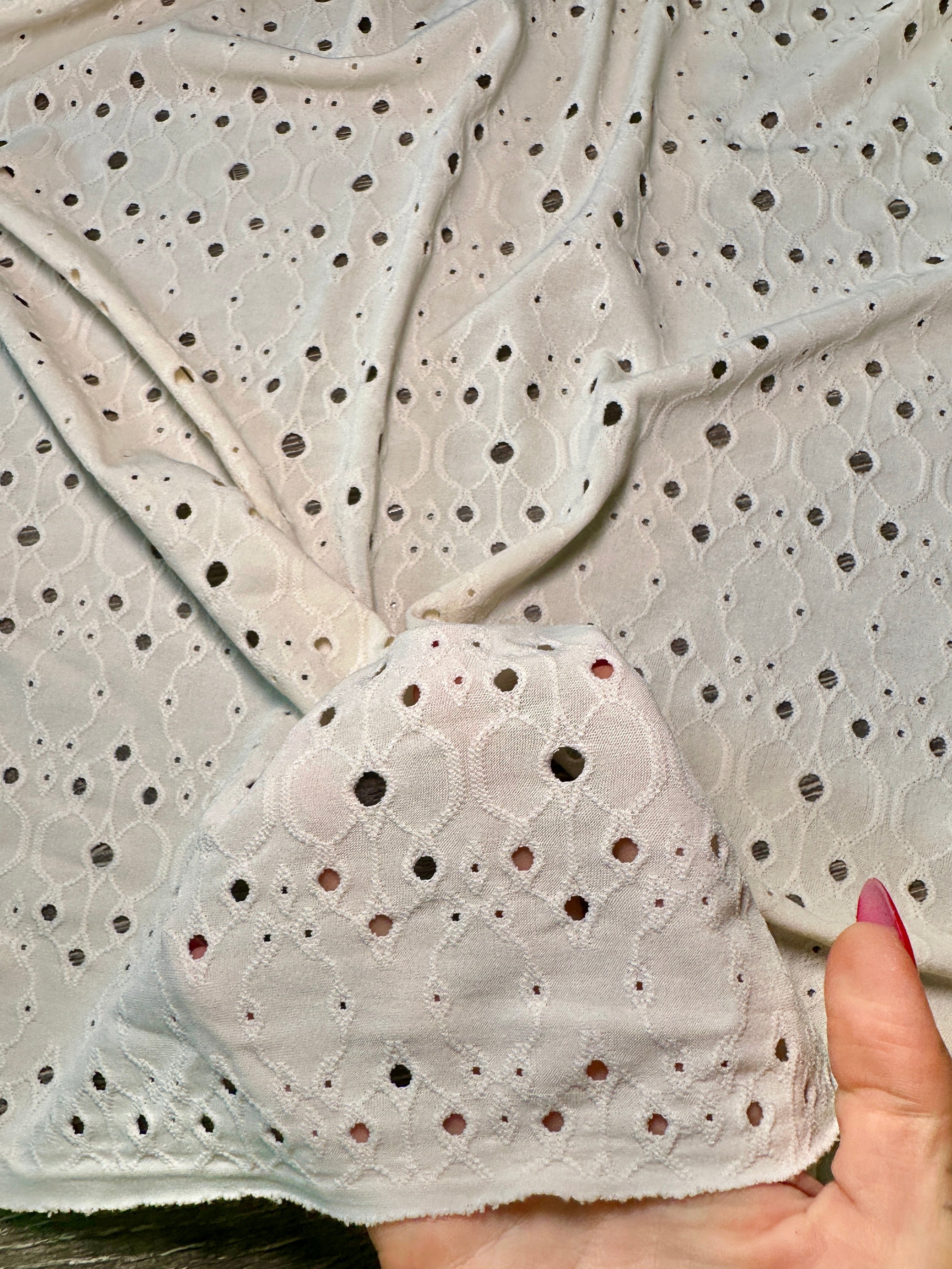 Ivory Eyelet Knit, Eyelet Fabric, Eyelet Dress Fabric, Knitted Eyelet Cloth, Apparel & Craft Fabric, Soft Knit Eyelet, Eyelet Knit Fabric, Lightweight Knit Fabric, Textured Knit Material, Breathable Summer Fabric