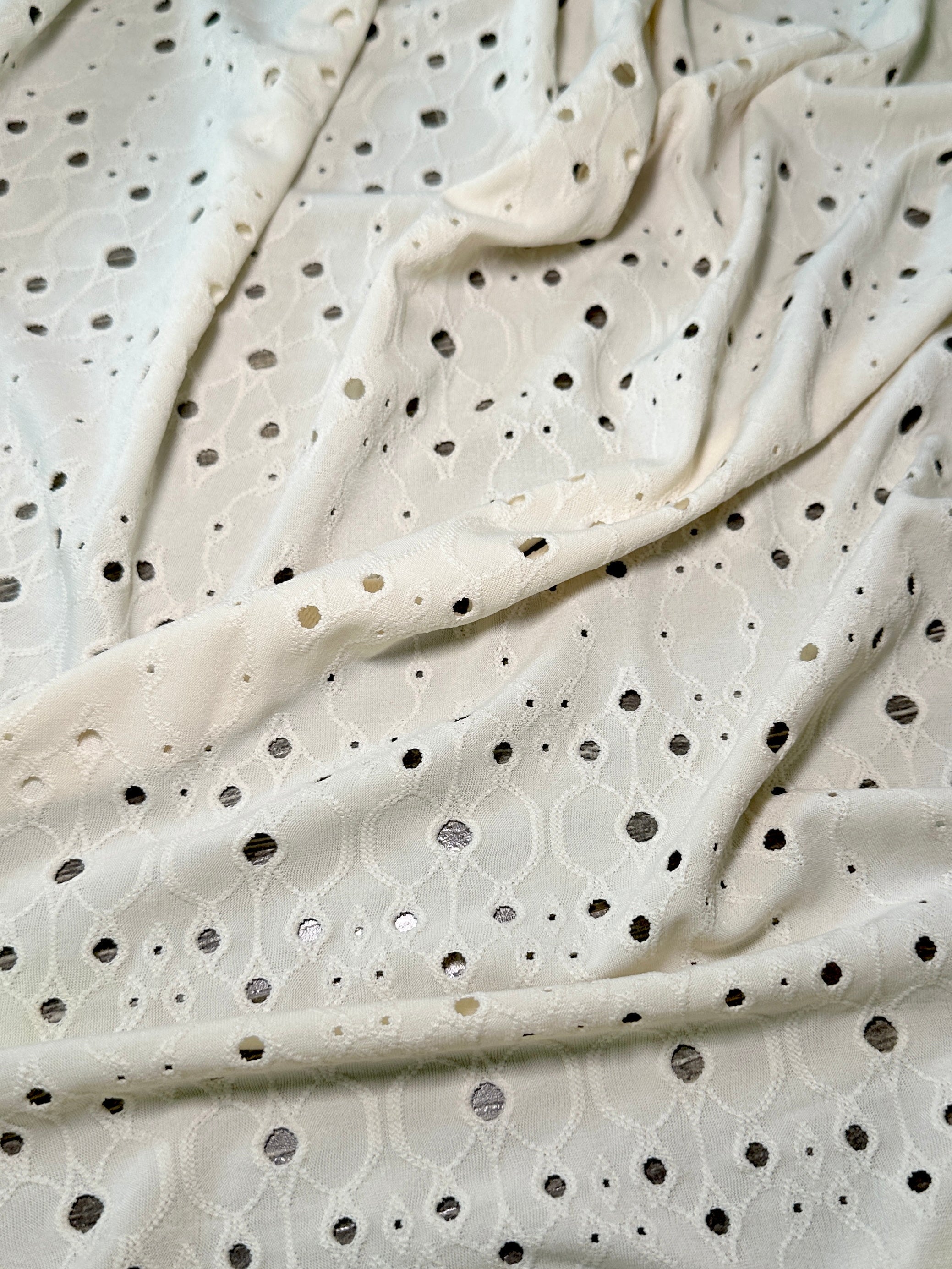 Ivory Eyelet Knit, Eyelet Fabric, Fabric Store, Sewing Store, Cheap Fabric Store, Kiki Textiles, Textile by the Yard
