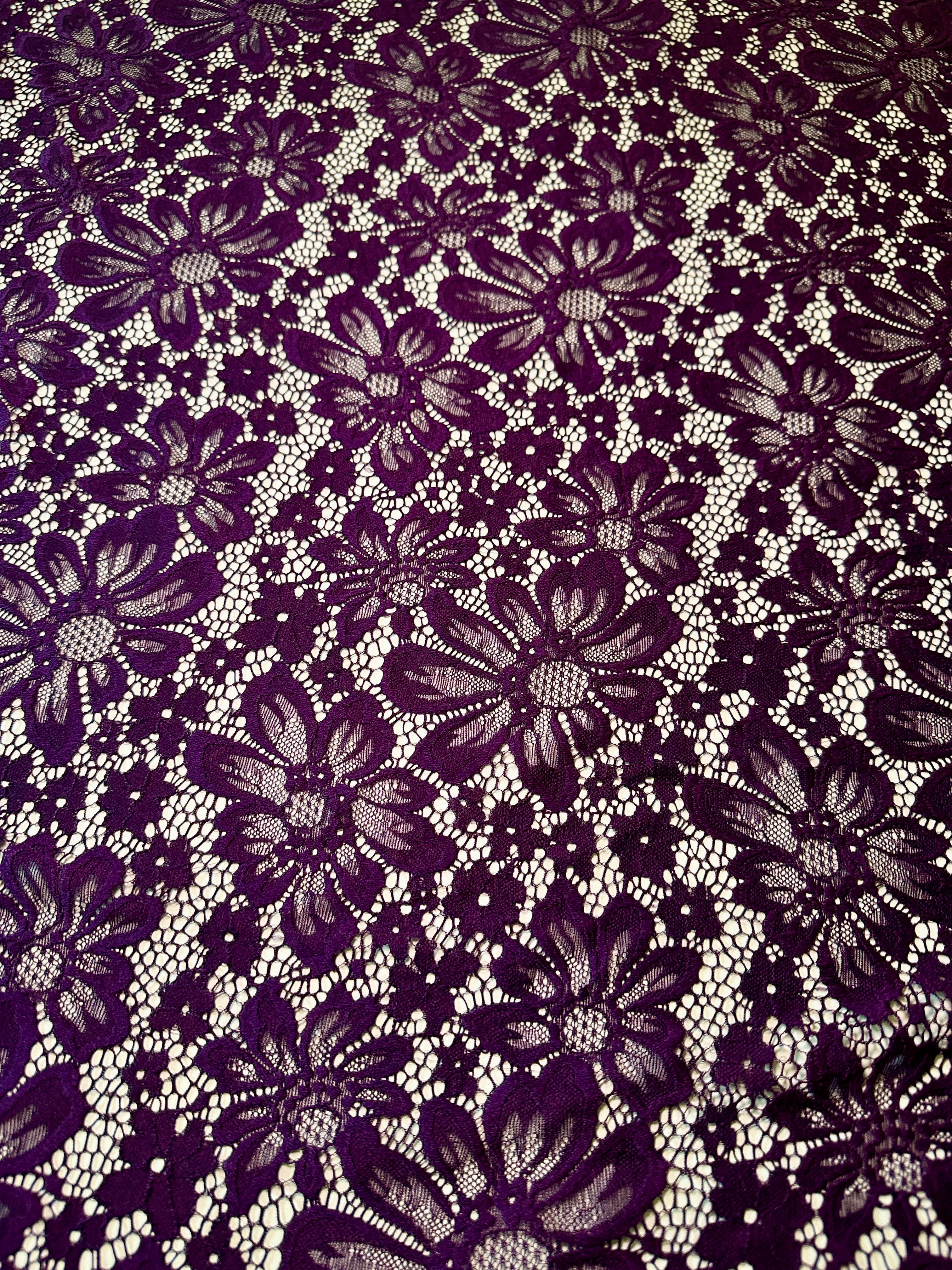 Purple Floral Chantilly Lace, Power Mesh, Nude lace mesh, lace mesh for woman, lace mesh for bride, lace mesh on sale, lace mesh on discount