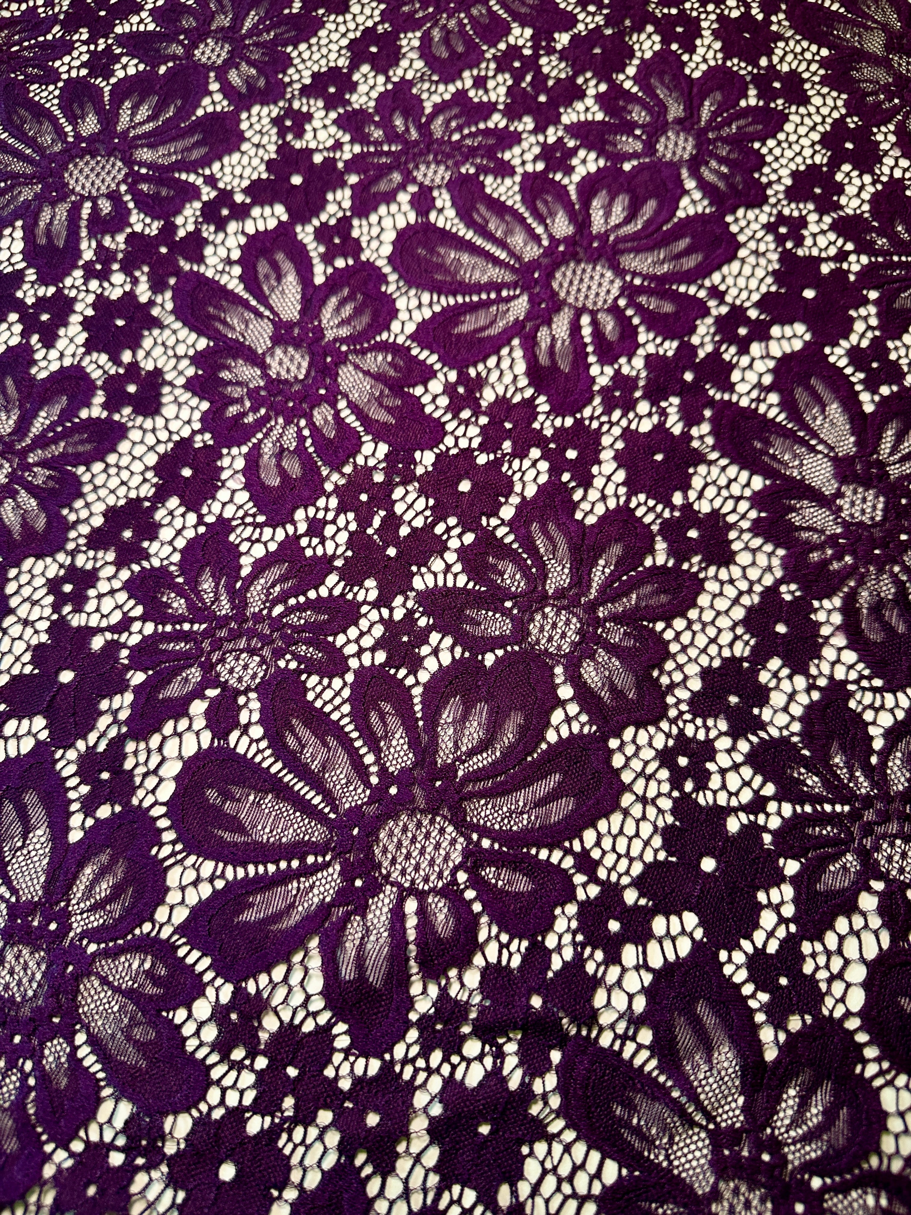 Purple Floral Chantilly Lace, Power Mesh, Nude lace mesh, lace mesh for woman, lace mesh for bride, lace mesh on sale, lace mesh on discount