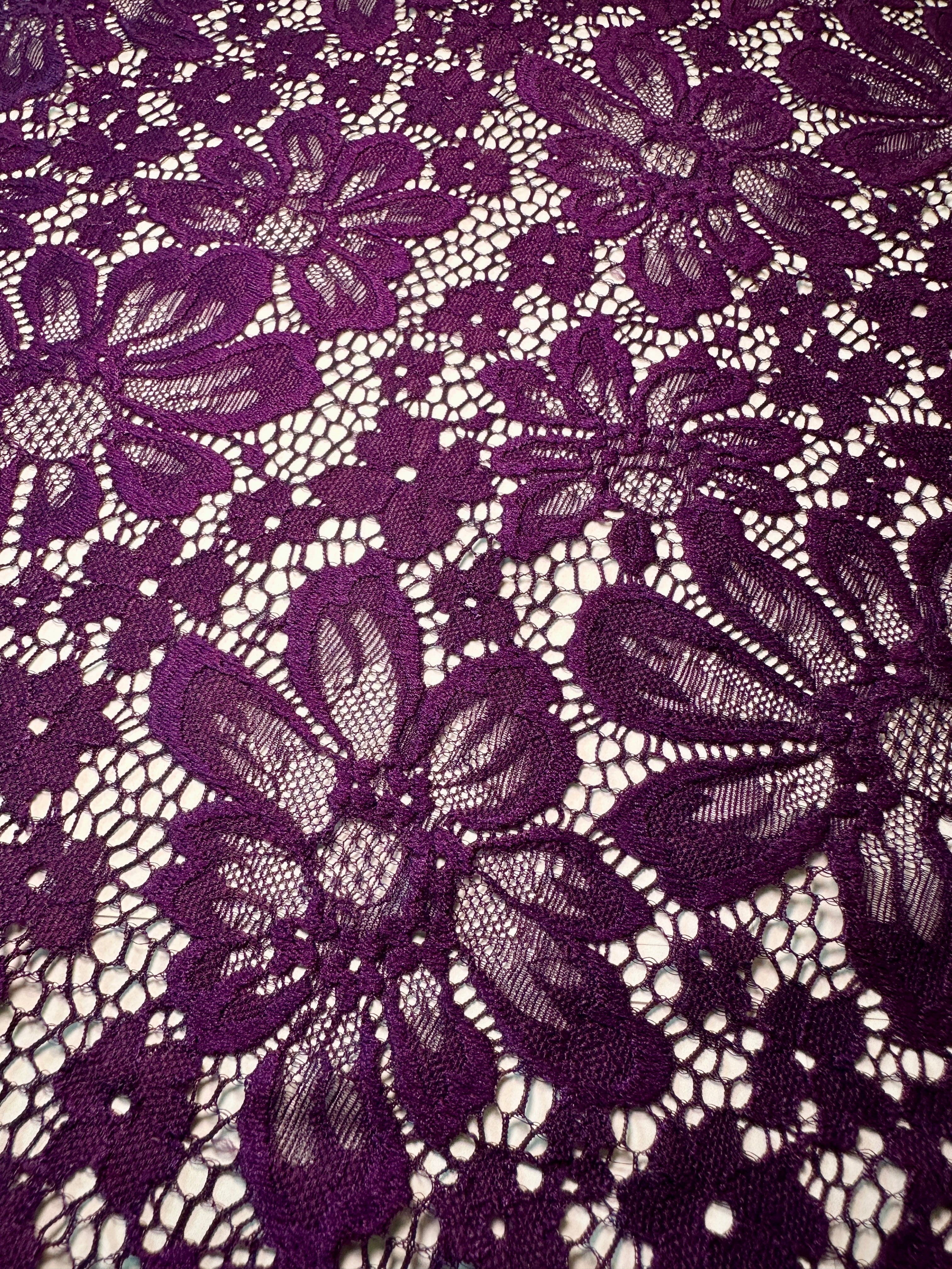 Purple Floral Chantilly Lace, Fabric Store, Sewing Store, Cheap Fabric Store, Kiki Textiles, Textile by the Yard