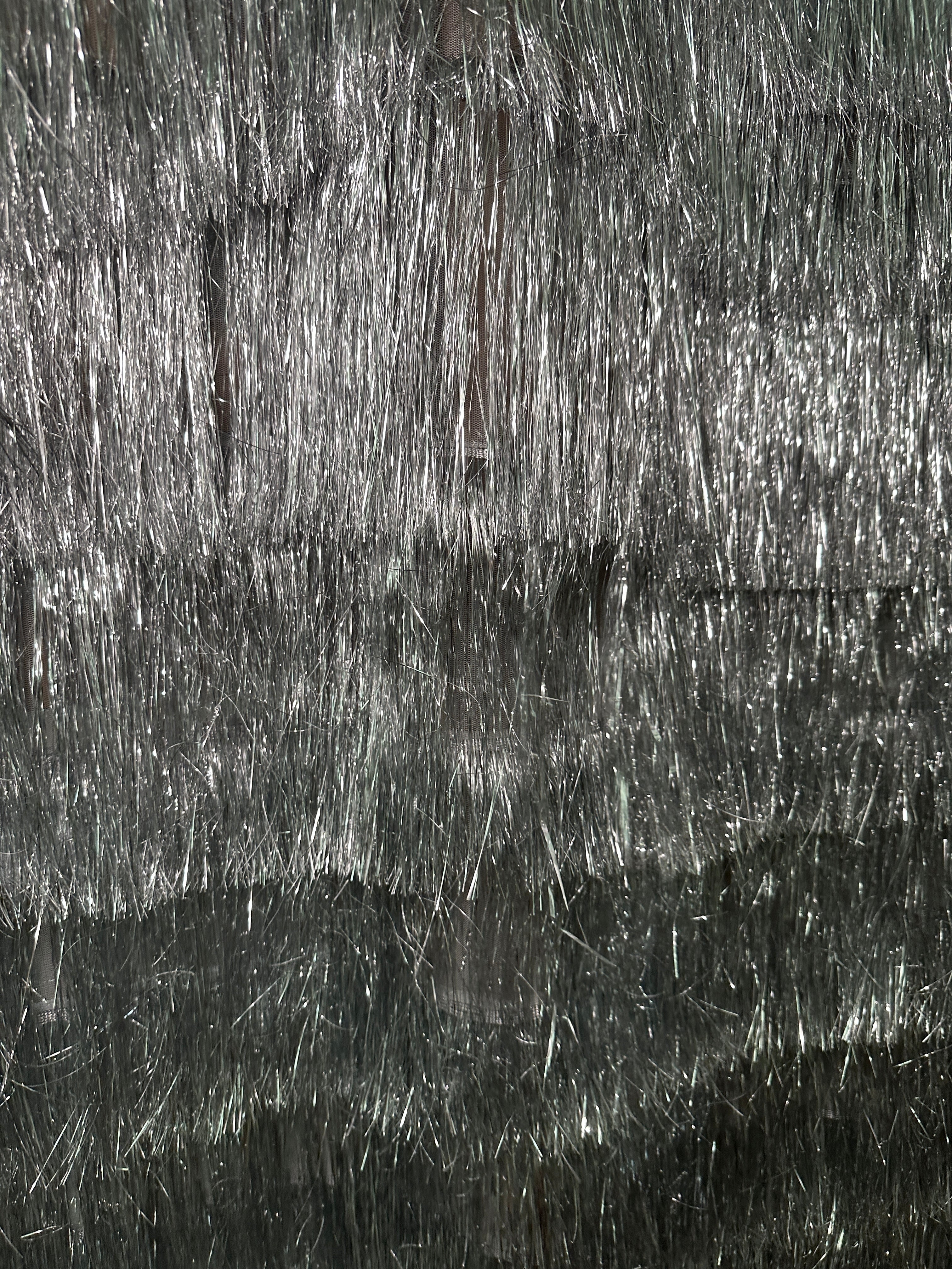 Silver Fringe Metallic Mesh Base Fabric, Metallic Mesh Fabric, Mesh Base Fabric, Silver Fashion Textile,Party Dress Material, Silver Craft Fabric