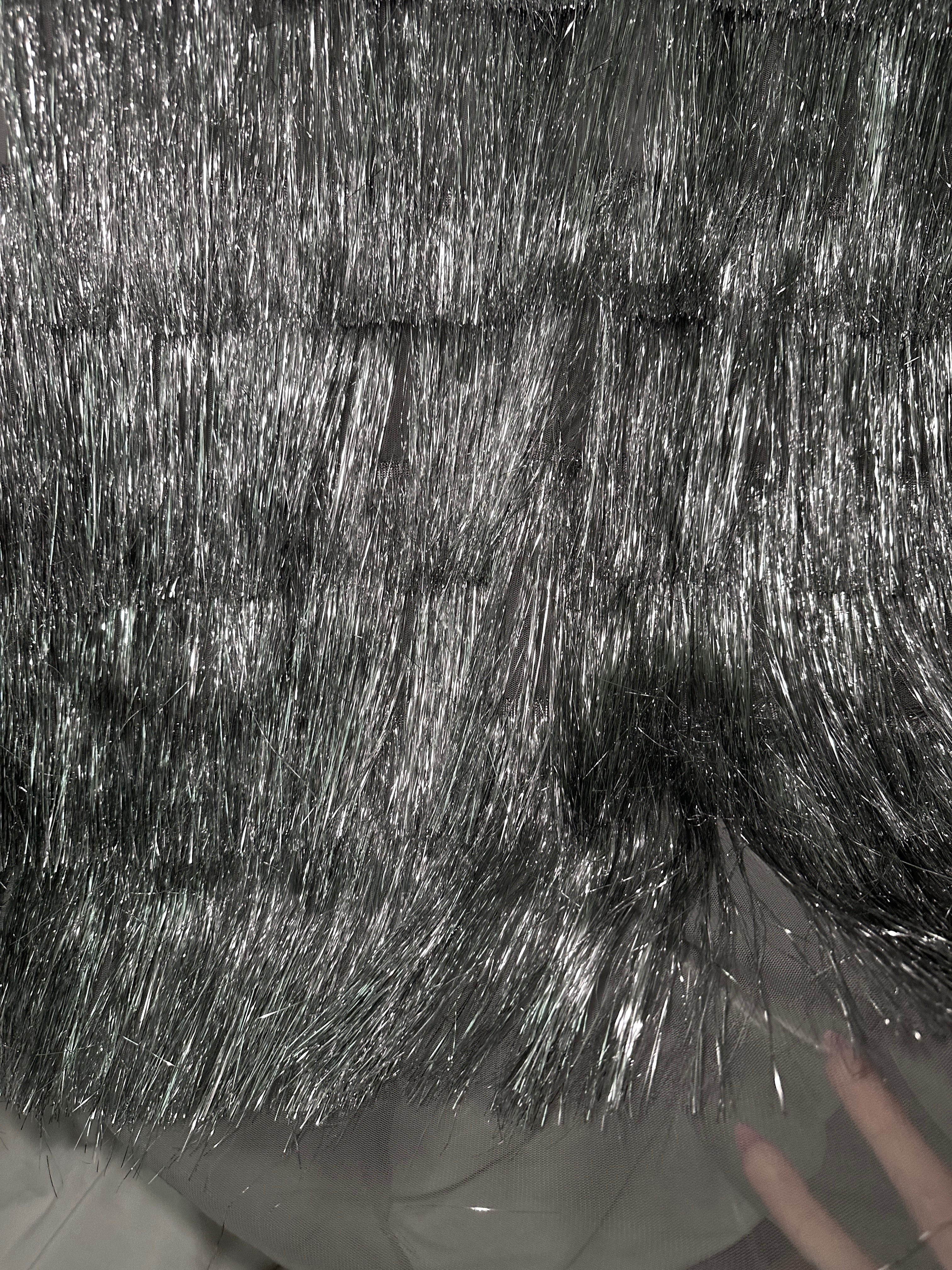 Silver Fringe Metallic Mesh Base Fabric, Fabric Store, Sewing Store, Cheap Fabric Store, Kiki Textiles, Textile by the Yard