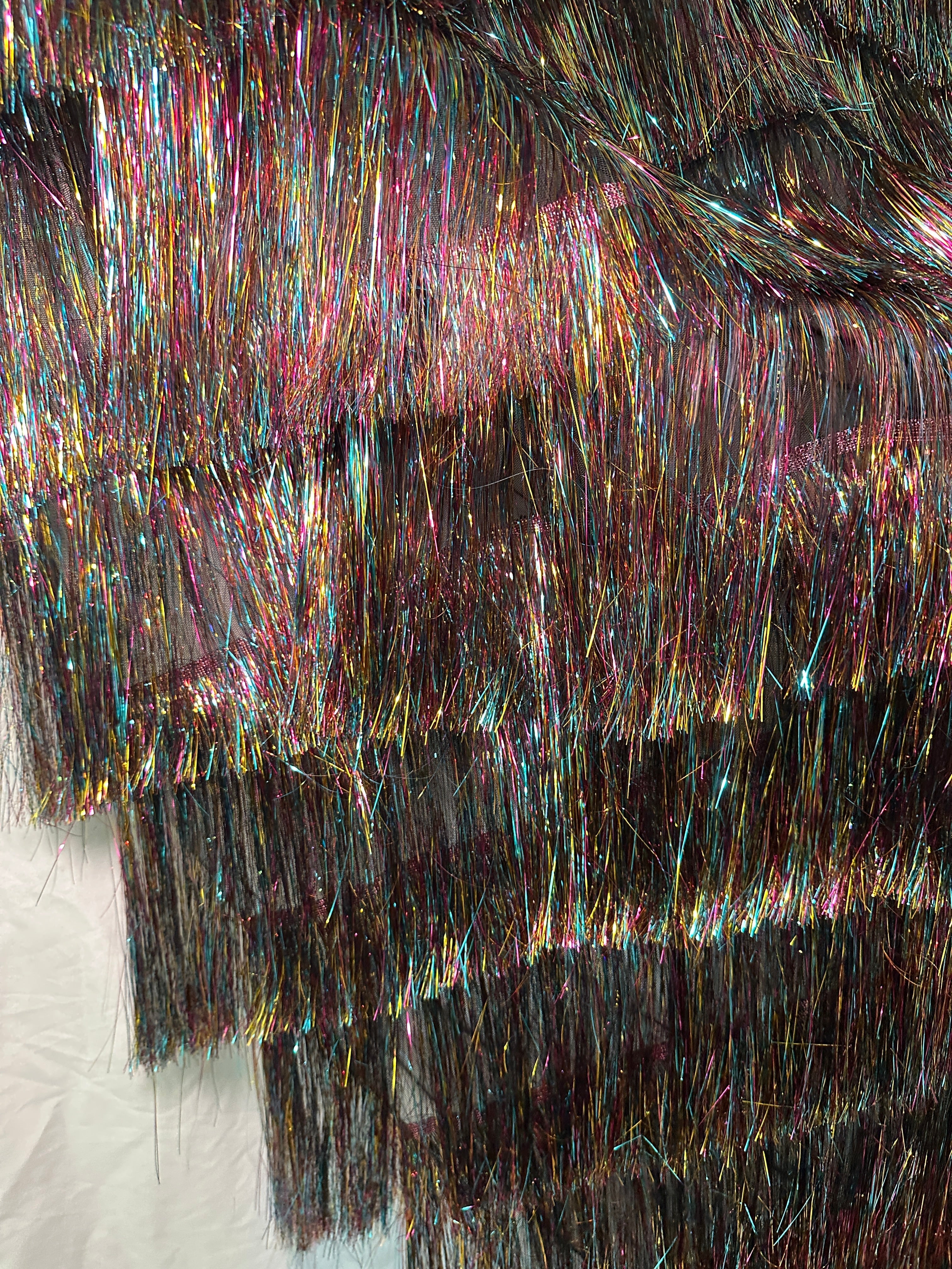 Multicolor Fringe Metallic Mesh Base Fabric, Metallic Mesh Fabric, Mesh Base Fabric, Fashion Textile,Party Dress Material, Craft Fabric