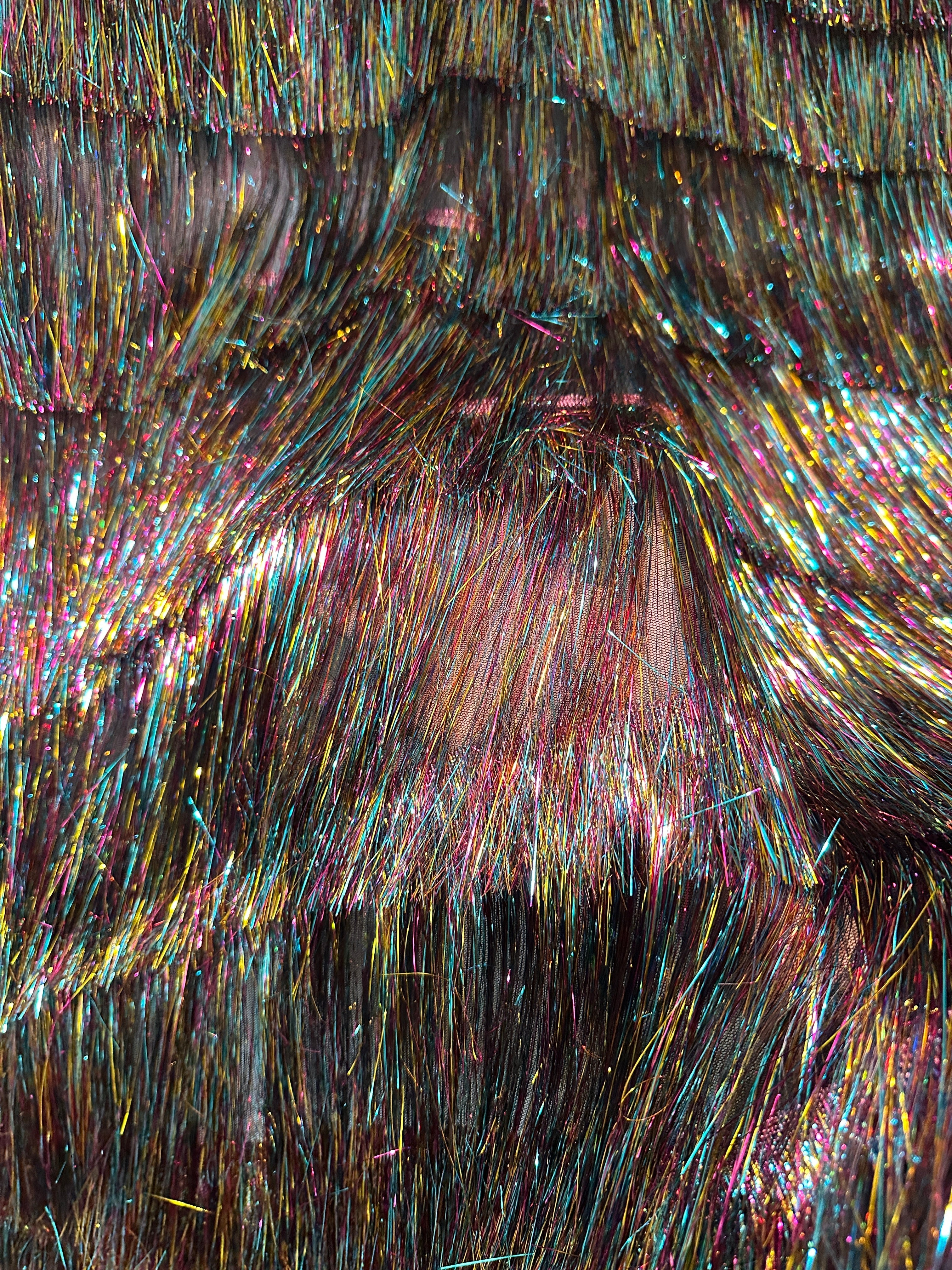 Multicolor Fringe Metallic Mesh Base Fabric, Metallic Mesh Fabric, Mesh Base Fabric, Fashion Textile, Party Dress Material, Craft Fabric