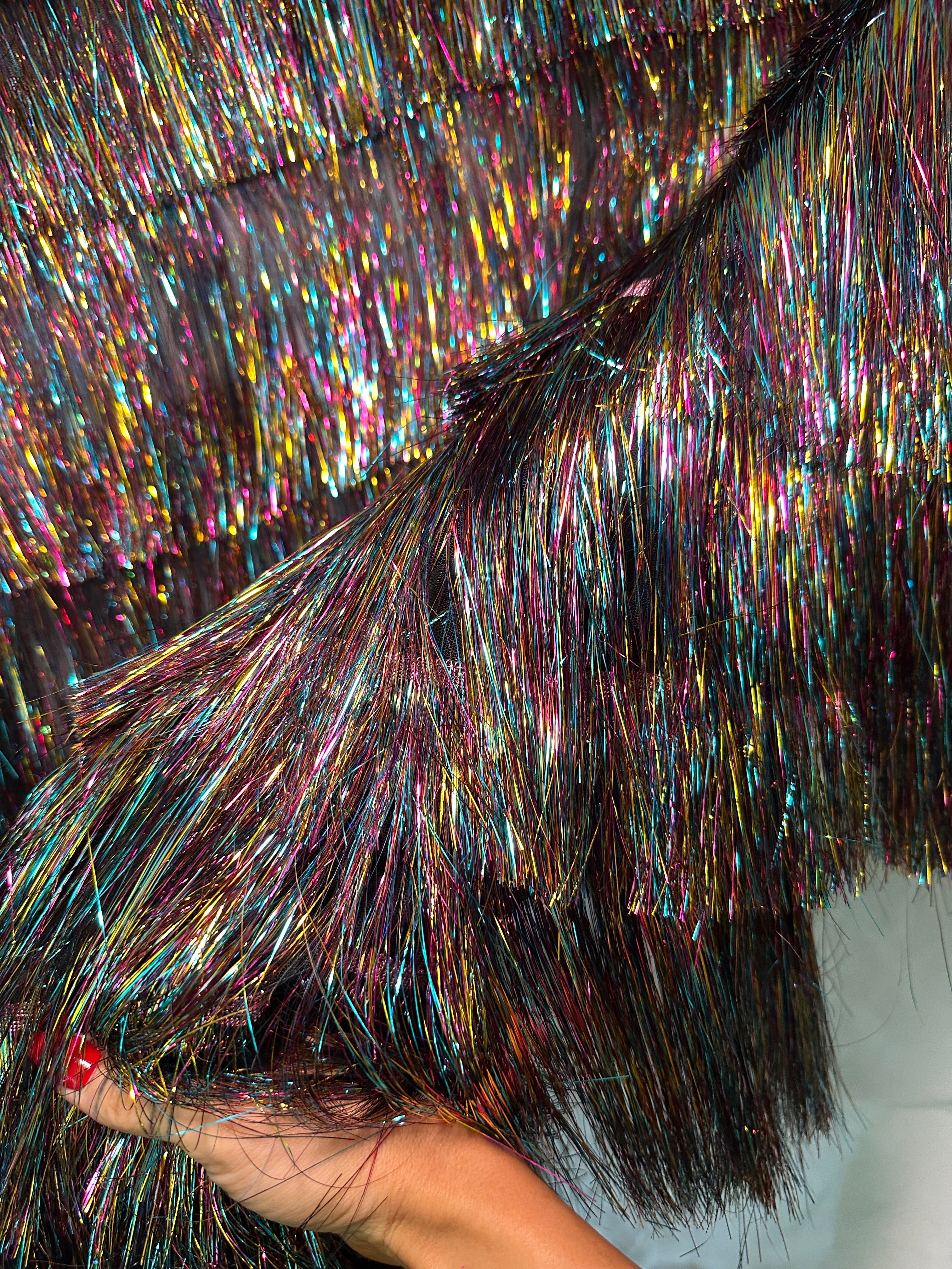 Multicolor Fringe Metallic Mesh Base Fabric, Fabric Store, Sewing Store, Cheap Fabric Store, Kiki Textiles, Textile by the Yard