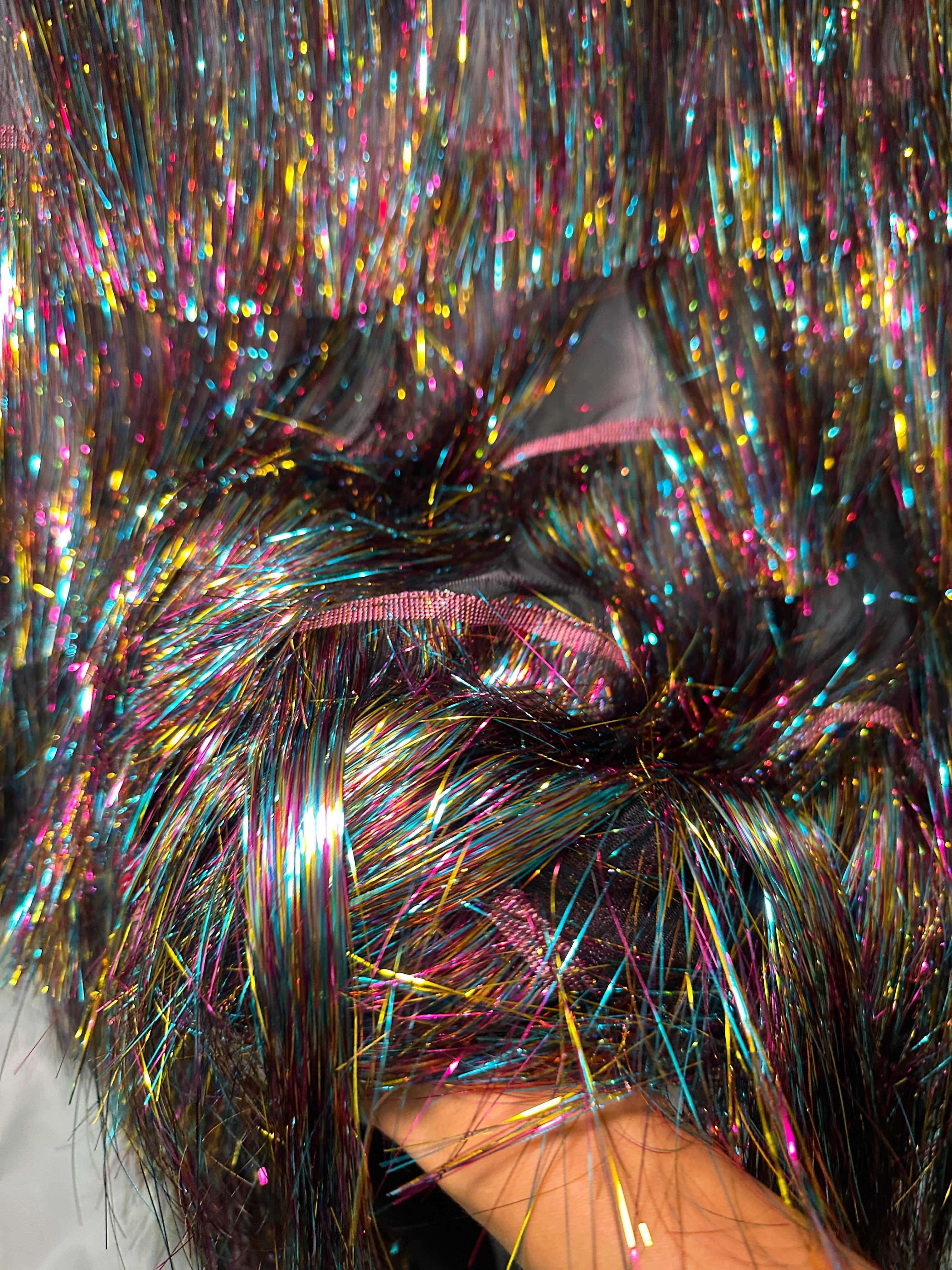 Multicolor Fringe Metallic Mesh Base Fabric, Fabric Store, Sewing Store, Cheap Fabric Store, Kiki Textiles, Textile by the Yard