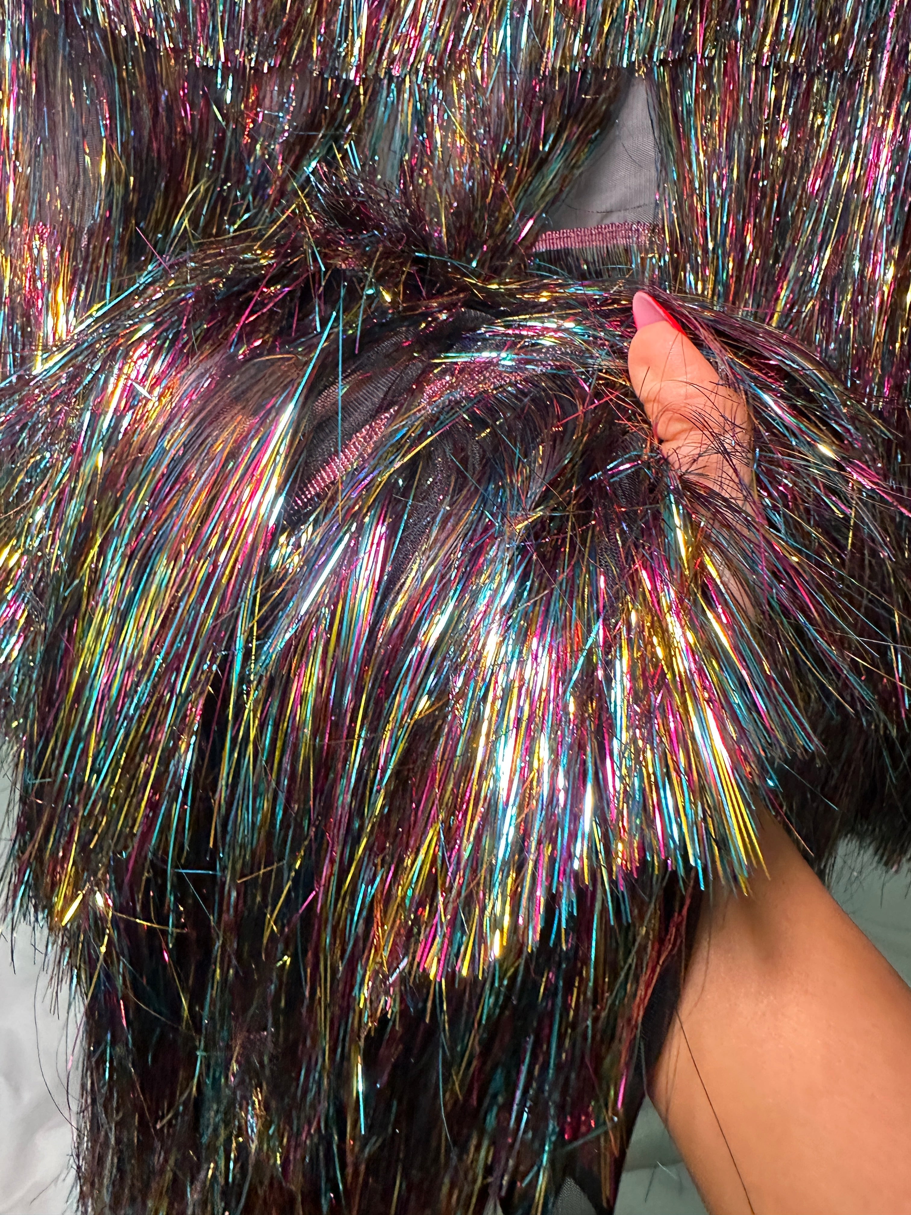 Multicolor Fringe Metallic Mesh Base Fabric, Fabric Store, Sewing Store, Cheap Fabric Store, Kiki Textiles, Textile by the Yard