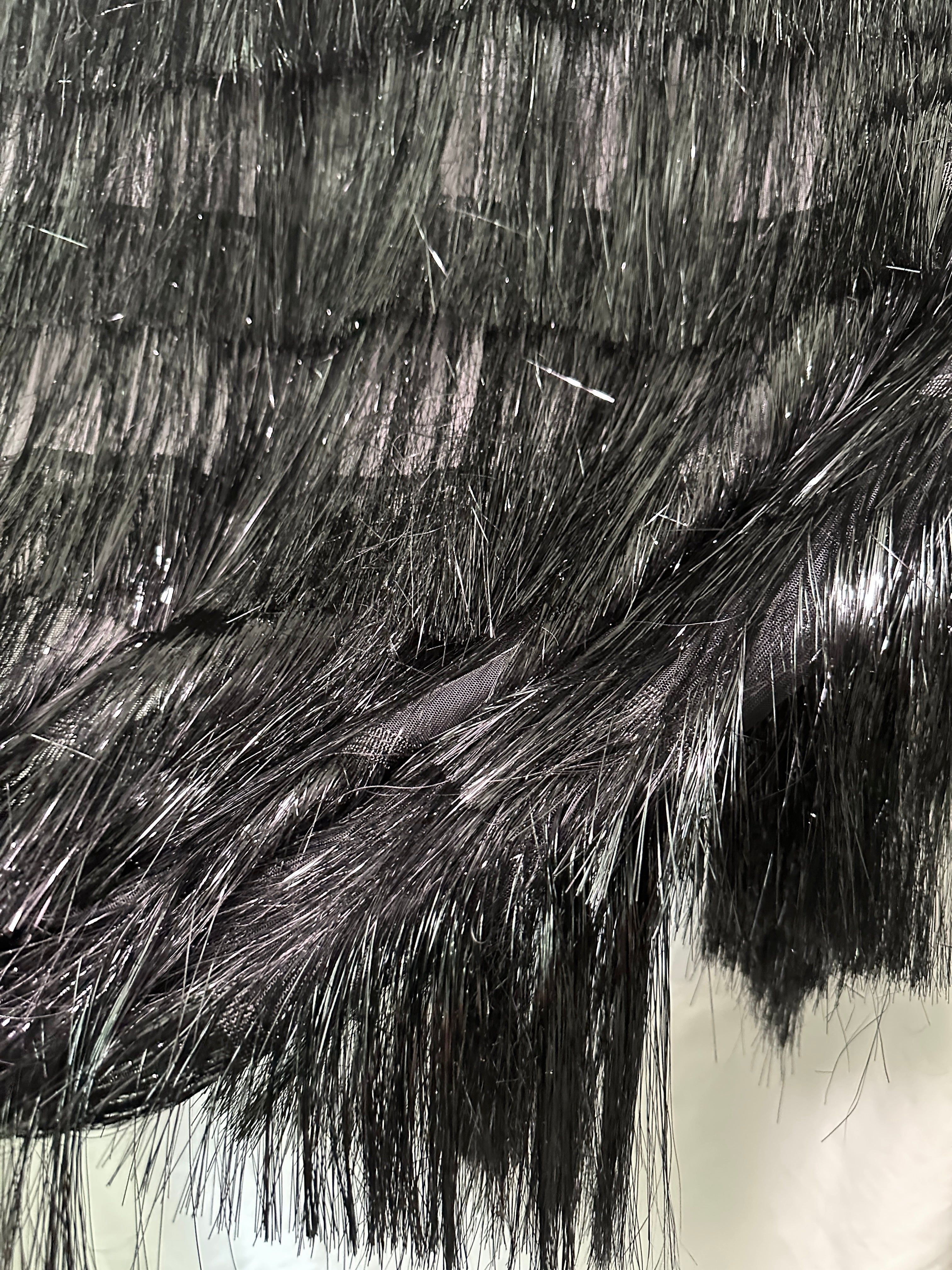 Black Fringe Metallic Mesh Base Fabric, Metallic Mesh Fabric, Mesh Base Fabric, Fashion Textile, Party Dress Material, Craft Fabric