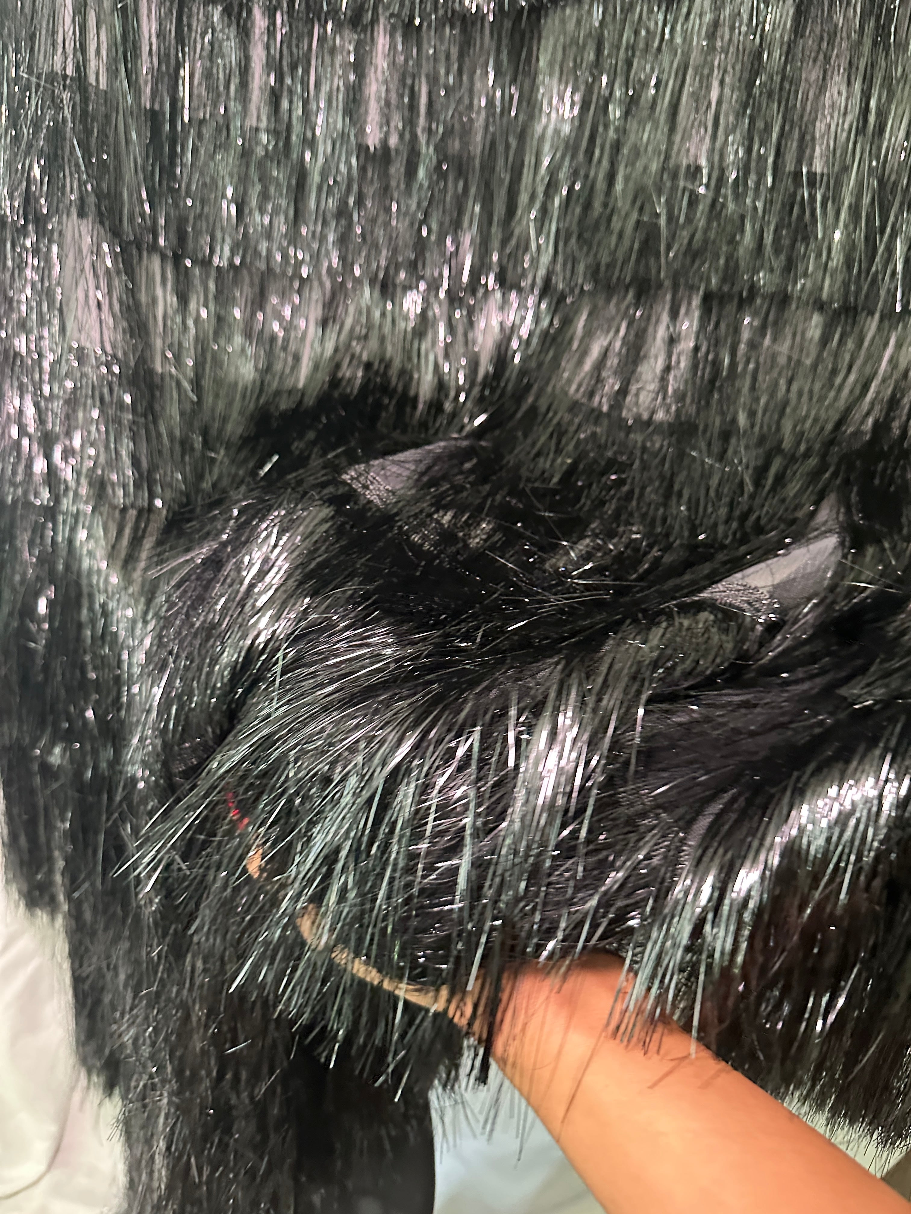 Black Fringe Metallic Mesh Base Fabric, Fabric Store, Sewing Store, Cheap Fabric Store, Kiki Textiles, Textile by the Yard