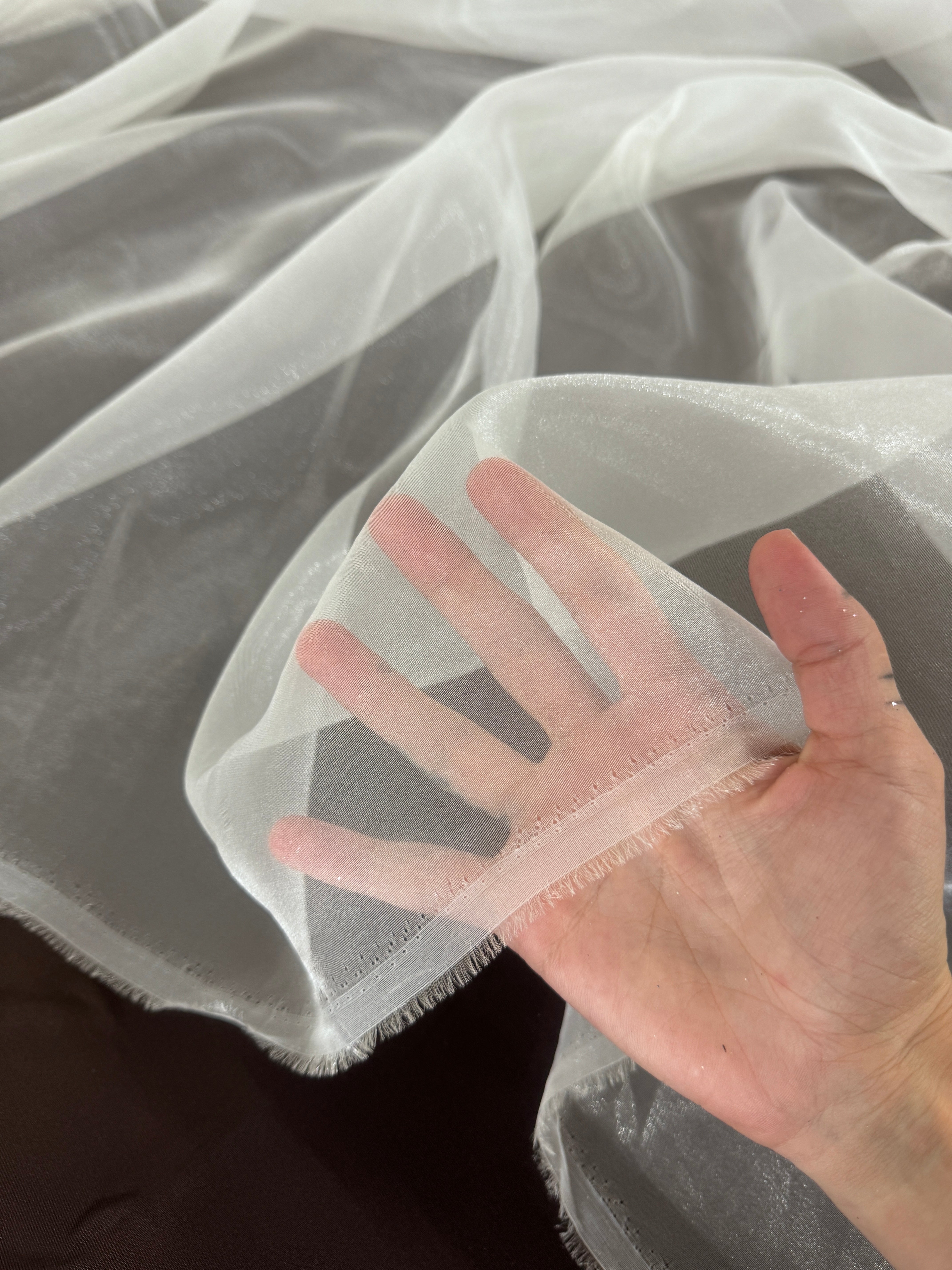 Ivory Crystal Organza, Ivory crystal chiffon, Ivory organza, crystal chiffon, Ivory crystal chiffon for woman, chiffon for bride, premium chiffon, chiffon in low price, chiffon for party wear, chiffon for gown