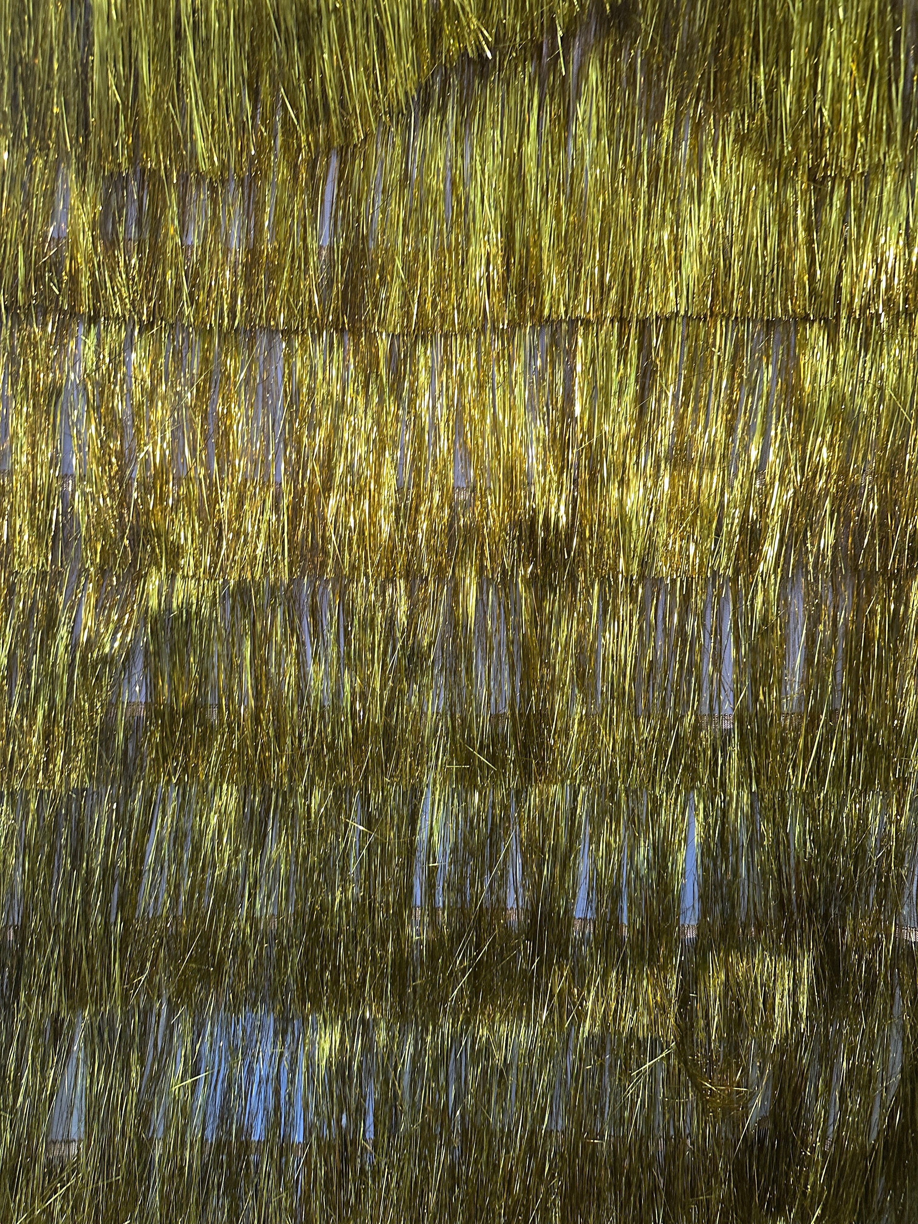 Yellow Gold Fringe Metallic Mesh Base Fabric
