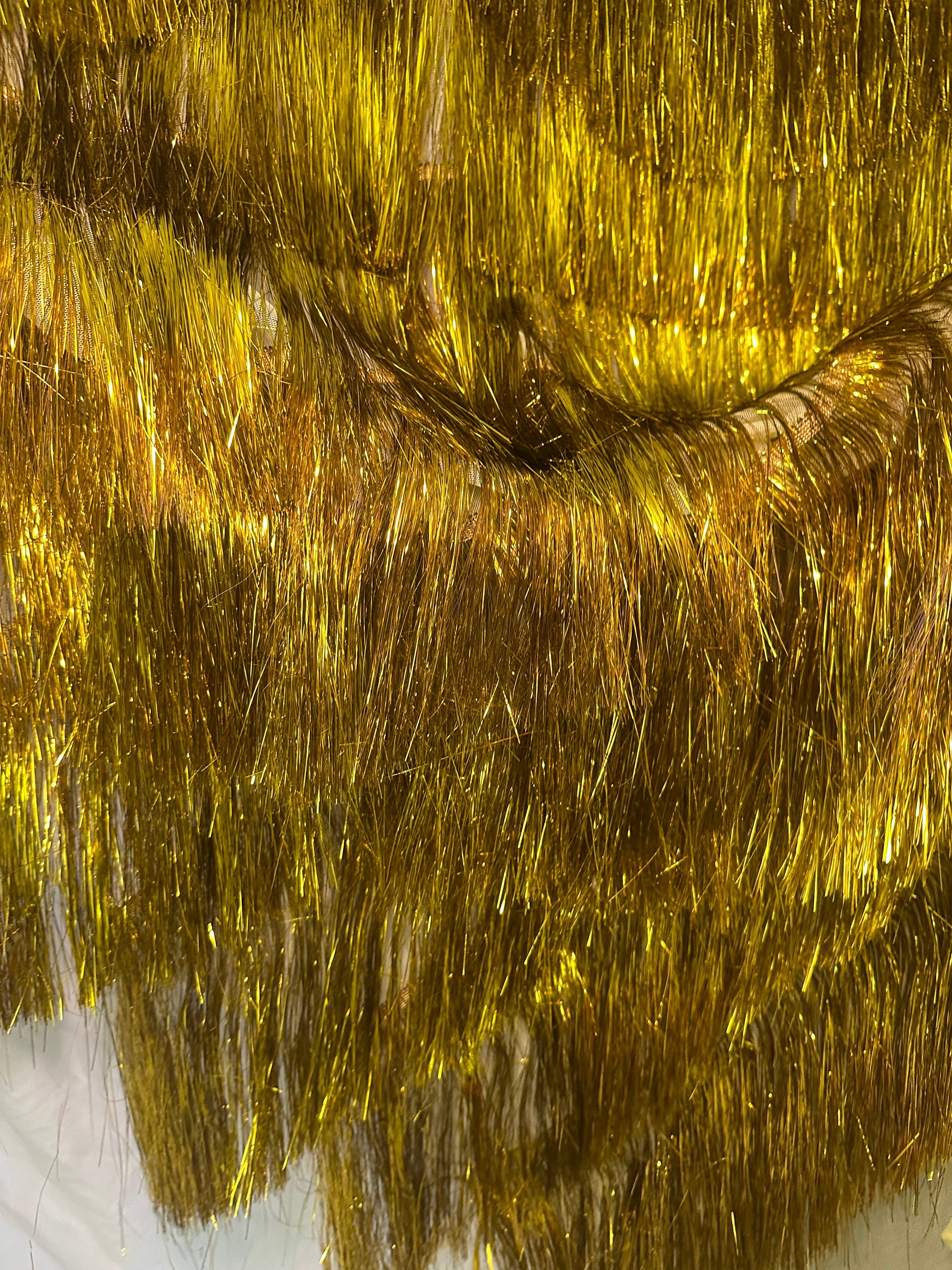 Yellow Gold Fringe Metallic Mesh Base Fabric, Fabric Store, Sewing Store, Cheap Fabric Store, Kiki Textiles, Textile by the Yard