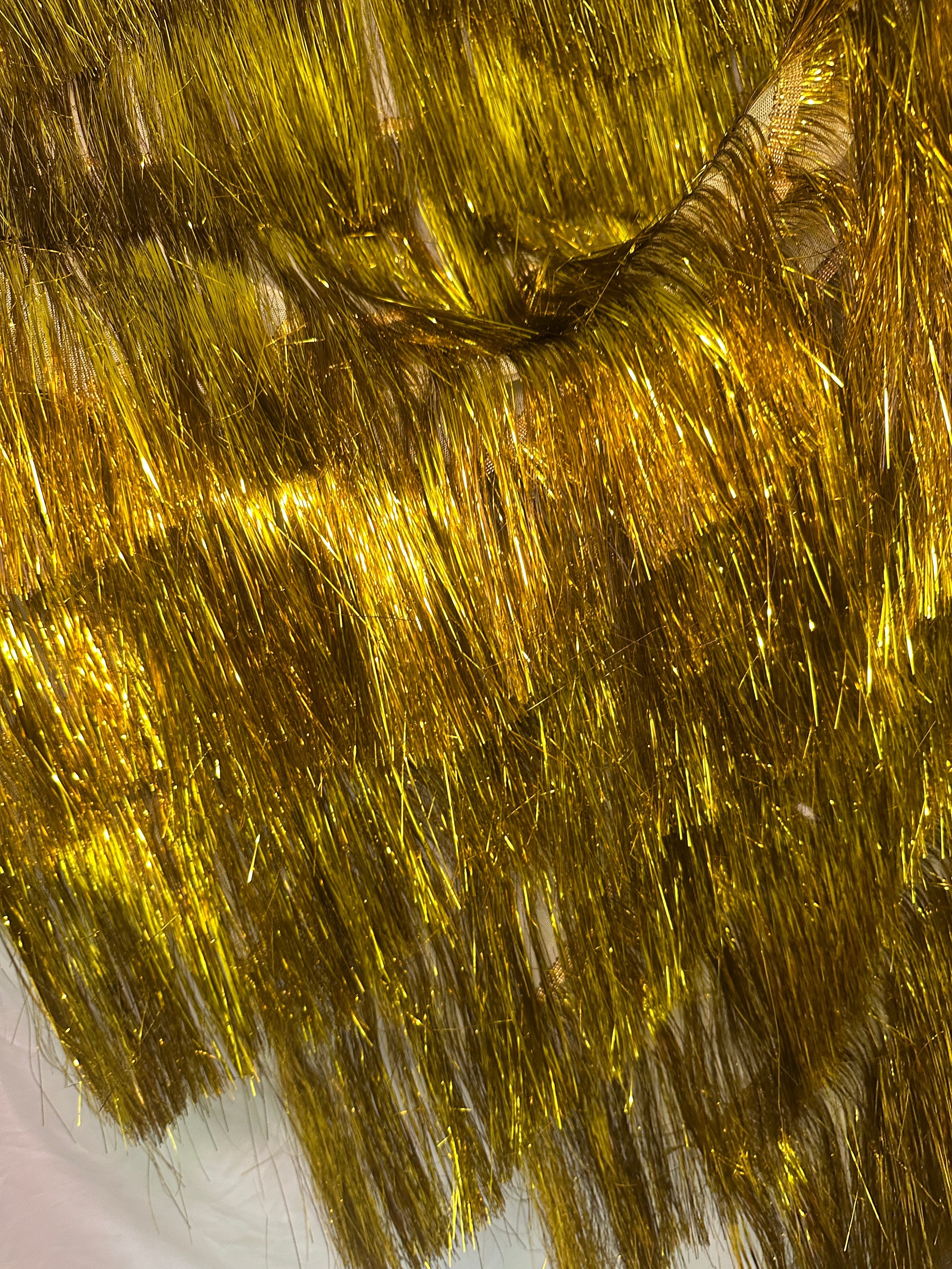 Yellow Gold Fringe Metallic Mesh Base Fabric, Fabric Store, Sewing Store, Cheap Fabric Store, Kiki Textiles, Textile by the Yard