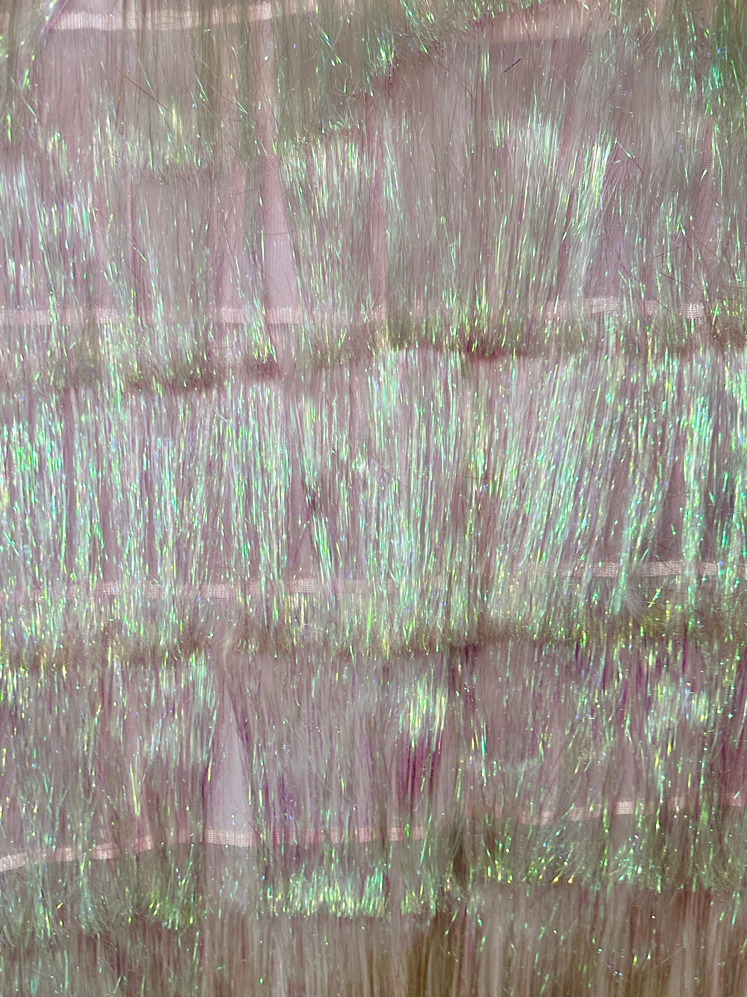White Iridescent Fringe Metallic Mesh Base Fabric, Metallic Mesh Fabric, Mesh Base Fabric, Fashion Textile, Party Dress Material, Craft Fabric