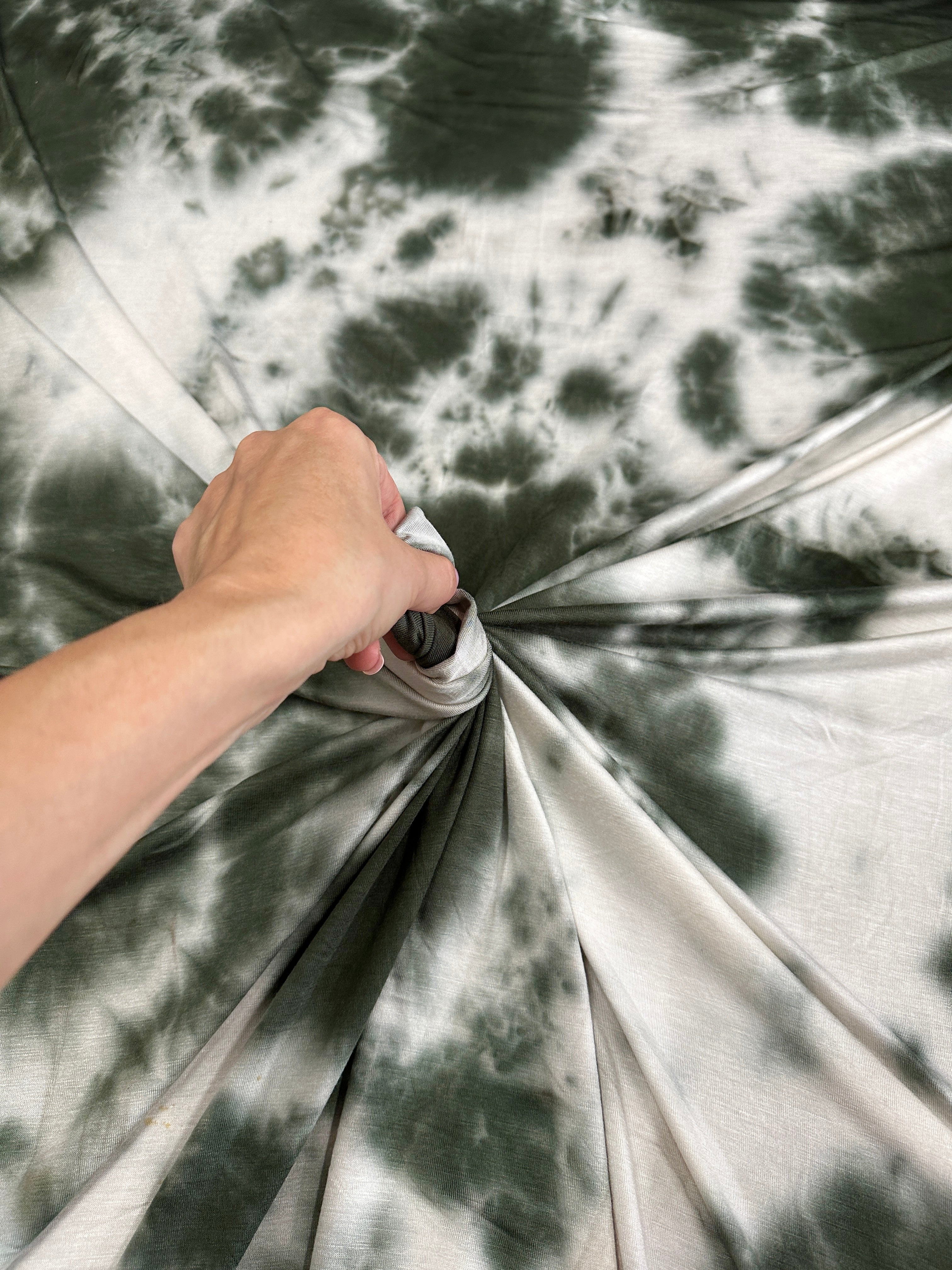 Hunter Green and White Tie Dye Jersey Knit, tie dye jersey knit for woman, tie dye jersey knit for party wear, tie dye jersey knit for gown, tie dye jersey knit for bride, tie dye jersey knit on discount, tie dye jersey knit on sale, premium tie dye jersey knit