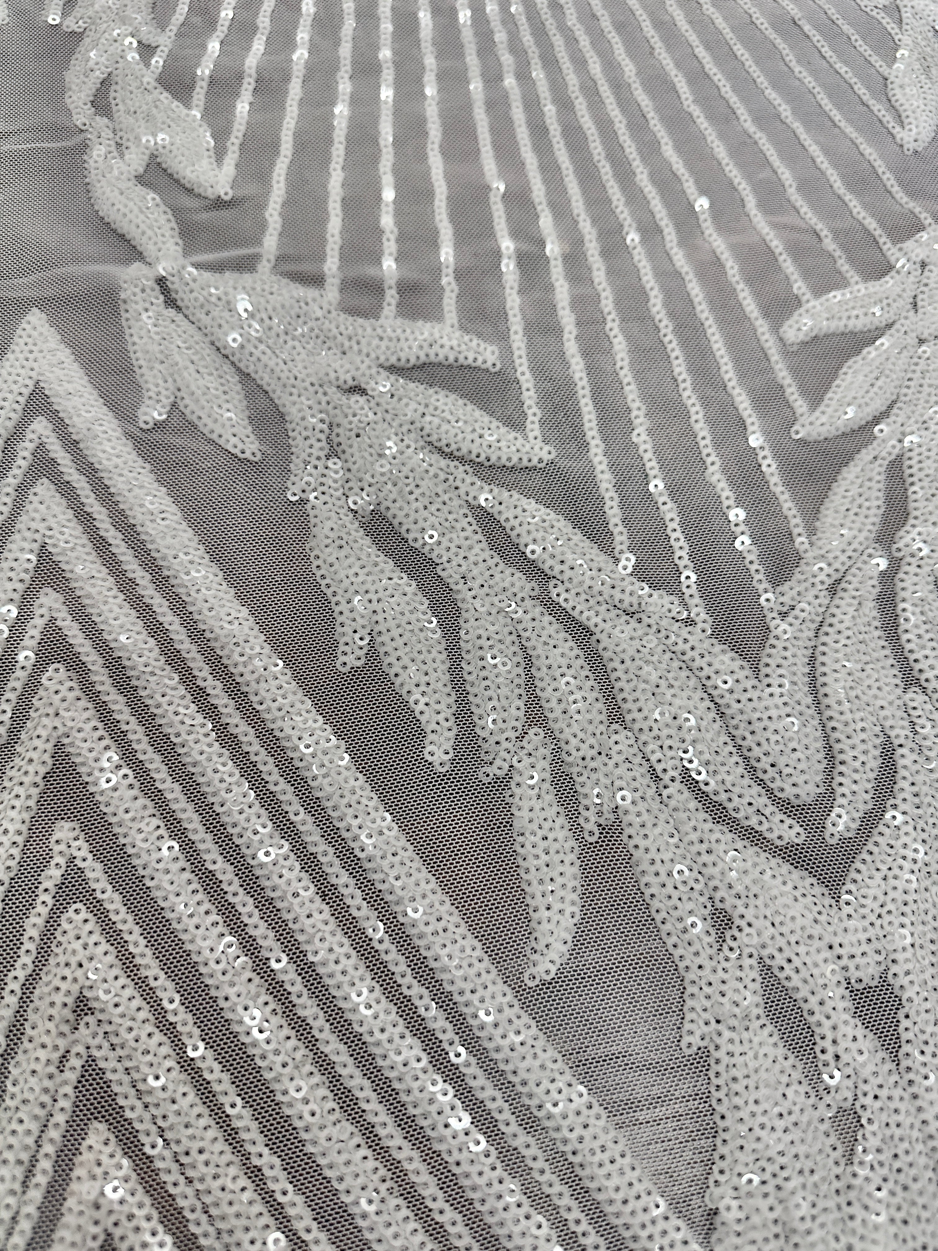 white Sequin on Mesh, bright white sequins on mesh, milky white sequin on mesh, off white sequin on mesh for woman, sequin on mesh for bride, sequin on mesh on discount, sequin on mesh on sale, premium sequin on mesh, kiki textile sequin on mesh, sequin on mesh for party wear