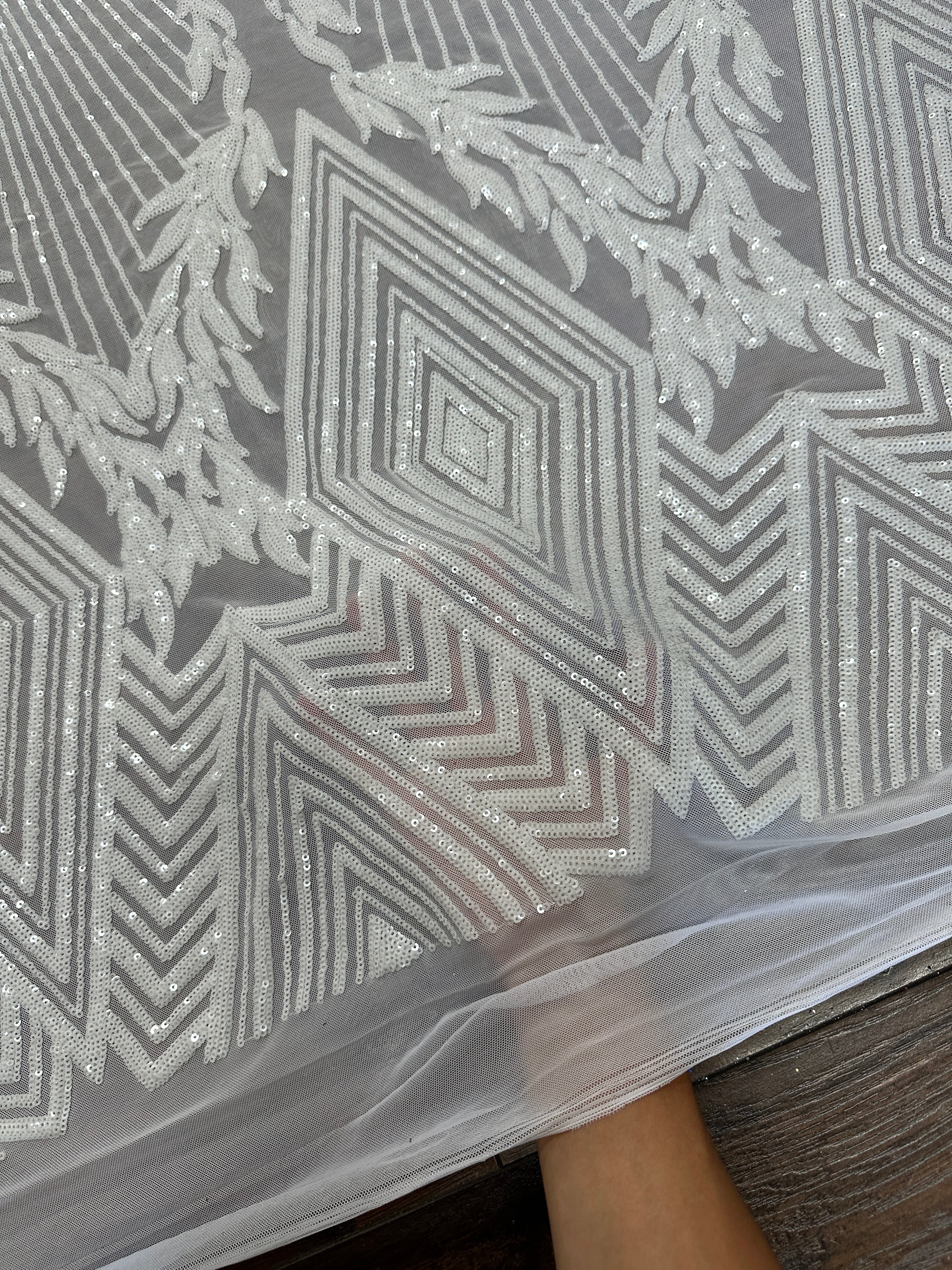 white Sequin on Mesh, bright white sequins on mesh, milky white sequin on mesh, off white sequin on mesh for woman, sequin on mesh for bride, sequin on mesh on discount, sequin on mesh on sale, premium sequin on mesh, kiki textile sequin on mesh, sequin on mesh for party wear
