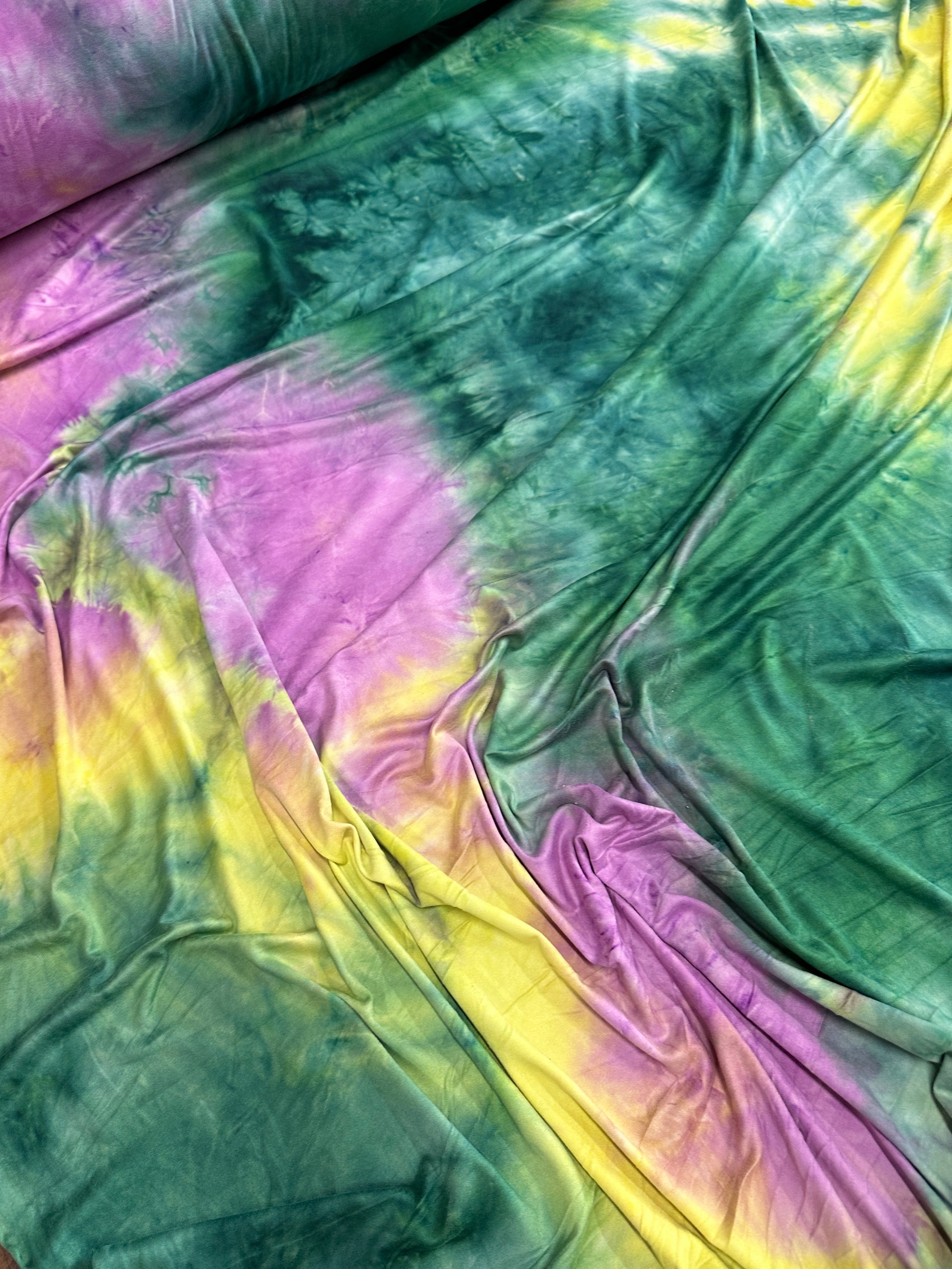 Multicolor Tie Dye Brushed Jersey Knit, tie dye jersey knit for woman, tie dye jersey knit for party wear, tie dye jersey knit for gown, tie dye jersey knit for bride, tie dye jersey knit on discount, tie dye jersey knit on sale, premium tie dye jersey knit