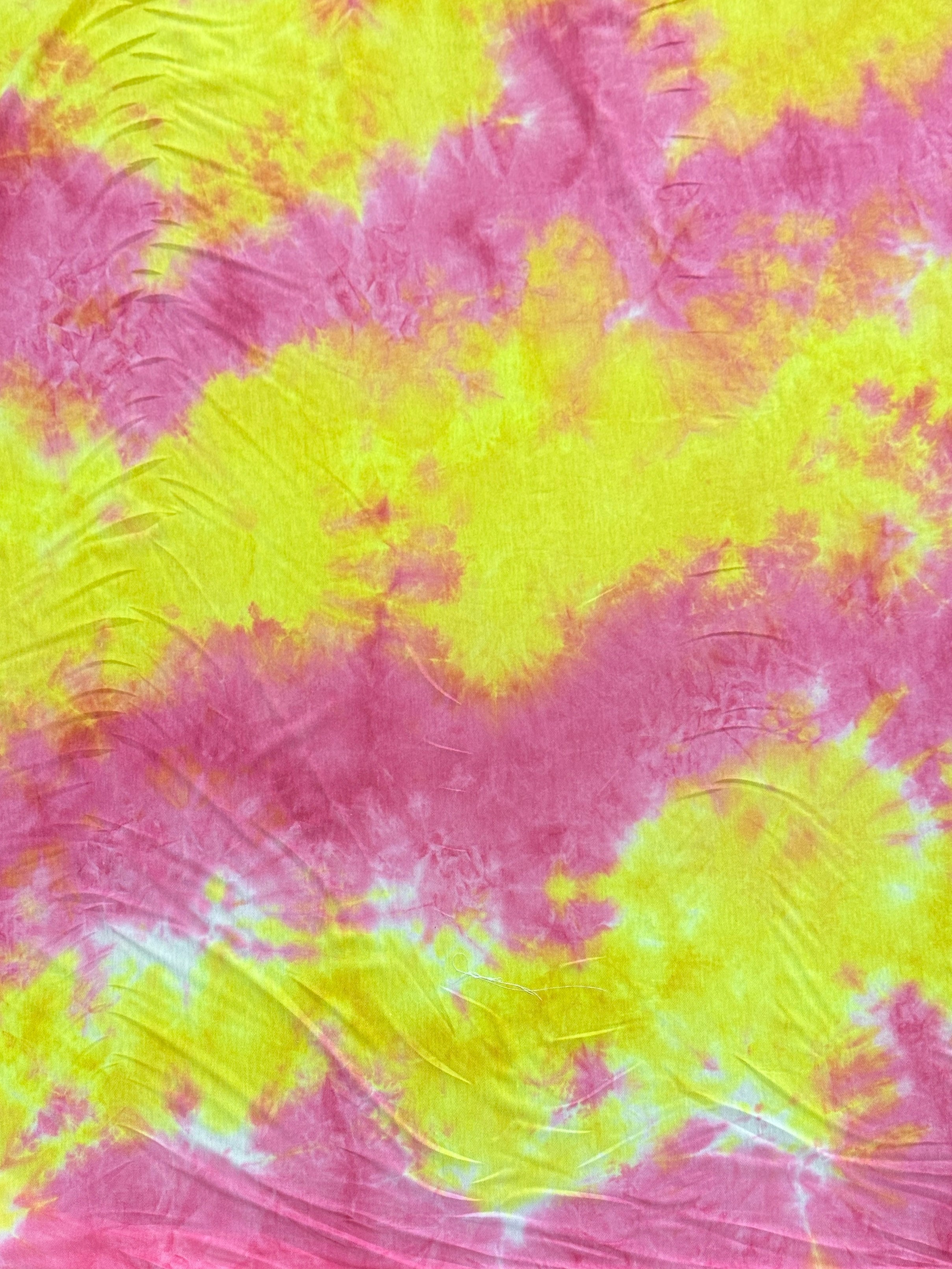 Yellow and Pink Tie Dye Jersey Knit, tie dye jersey knit for woman, tie dye jersey knit for party wear, tie dye jersey knit for gown, tie dye jersey knit for bride, tie dye jersey knit on discount, tie dye jersey knit on sale, premium tie dye jersey knit