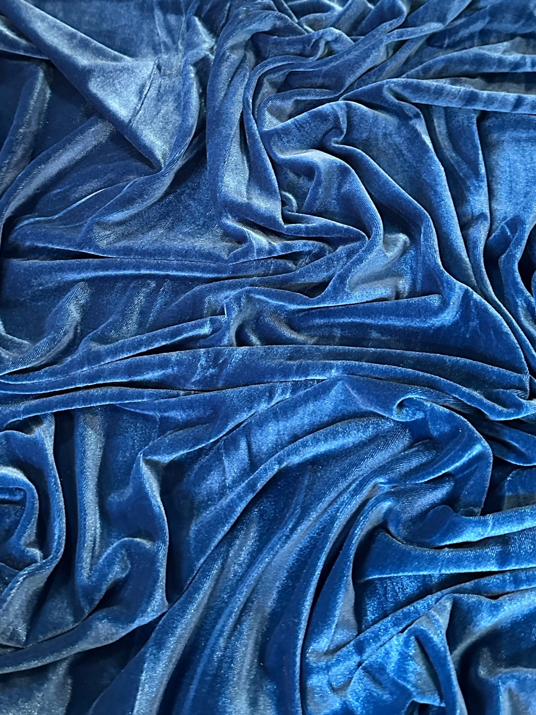 Blue Sapphire Stretch Velvet, Fabric Store, Sewing Store, Cheap Fabric Store, Kiki Textiles, Textile by the Yard