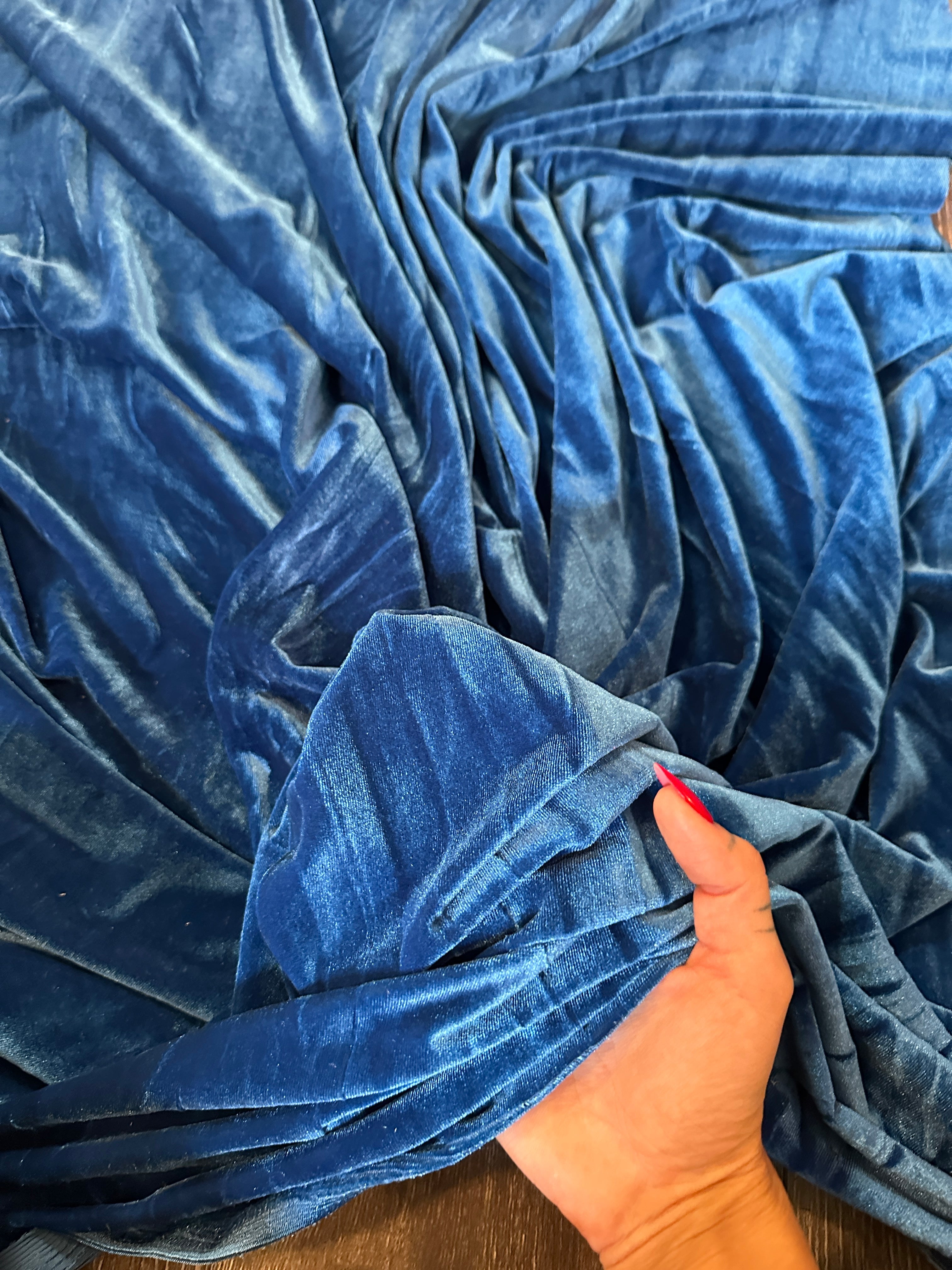 Blue Sapphire Stretch Velvet, Velvet Material, Velvet Fabric, Velour Fabric Sale, Velvet Fabric Online, Stretch Velvet Spandex, Plush Velvet