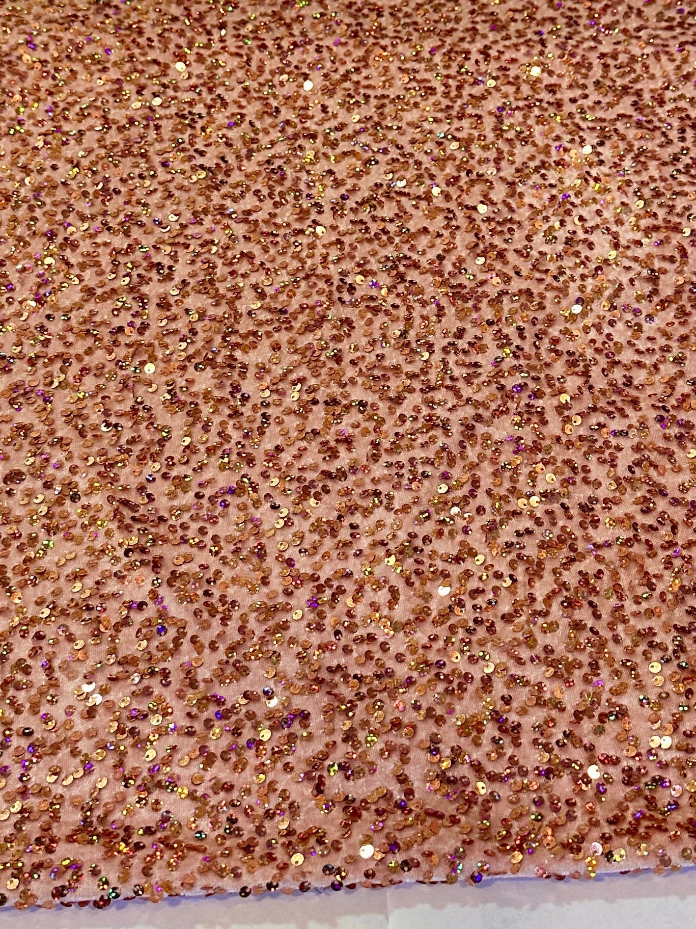 Blush Iridescent Sequins Velvet, Sequin on velvet, Stretch Sequin Mesh, Stretch Sequin velvet for woman, Stretch Sequin velvet for bride, Stretch Sequin velvet on discount, Stretch Sequin velvet online