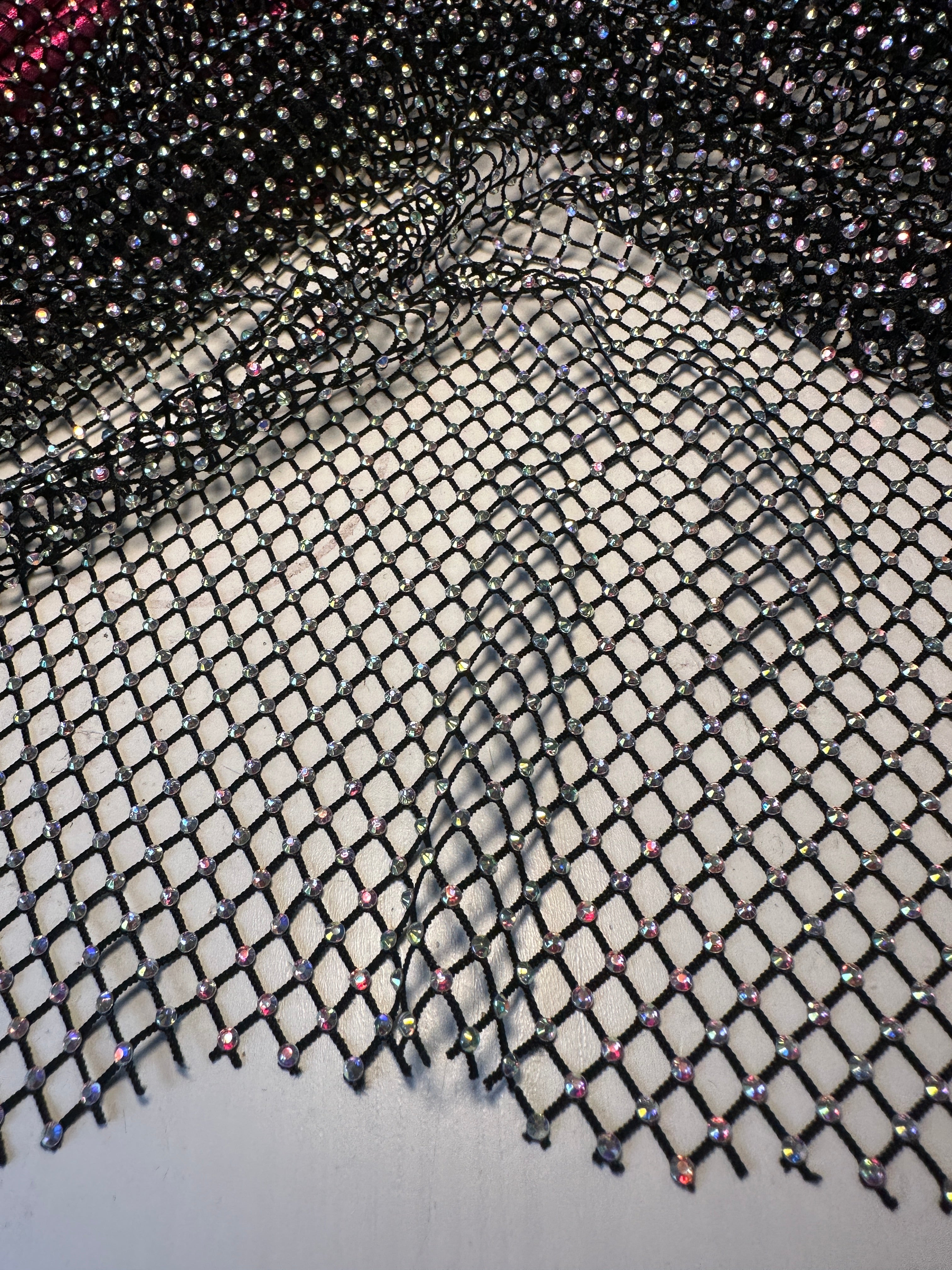 Black Rhinestone Diamond Fishnet Mesh, black power mesh, printed power mesh, jet black mesh, gray power mesh, dark gray power mesh