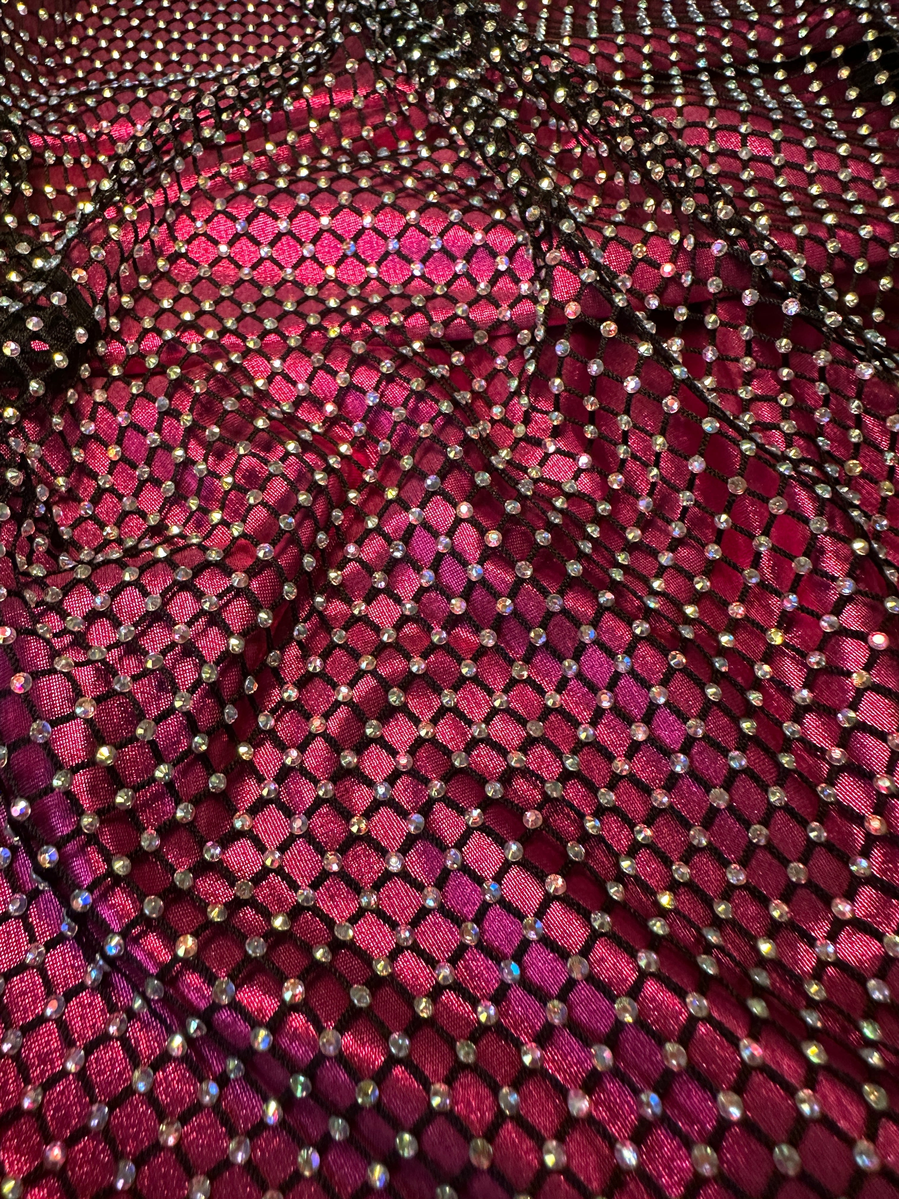 Black Rhinestone Diamond Fishnet Mesh, black power mesh, printed power mesh, jet black mesh, gray power mesh, dark gray power mesh