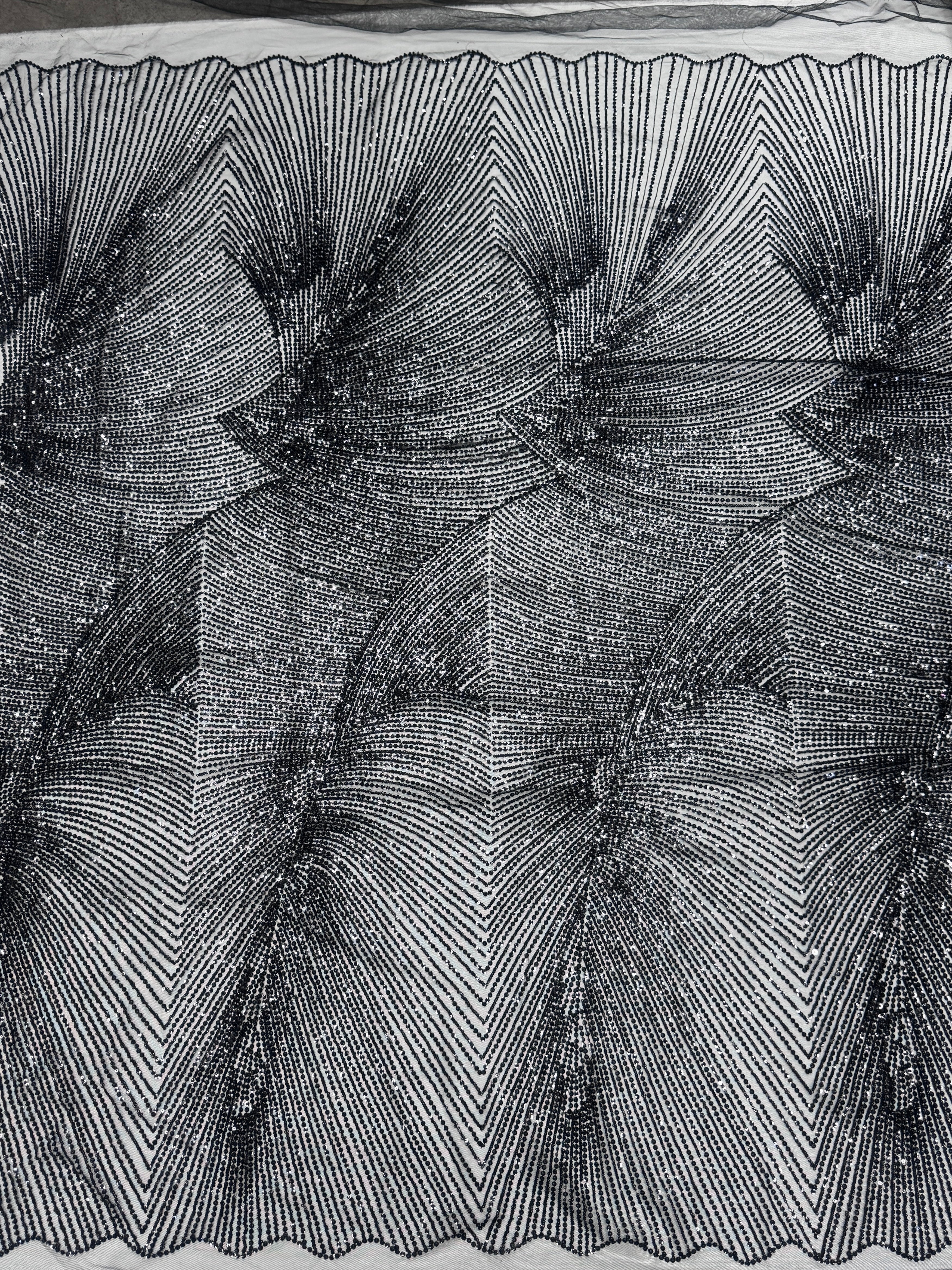 Black Beaded Wave Design Lace,online textile store, sewing, fabric store, sewing store, cheap fabric store, kiki textiles