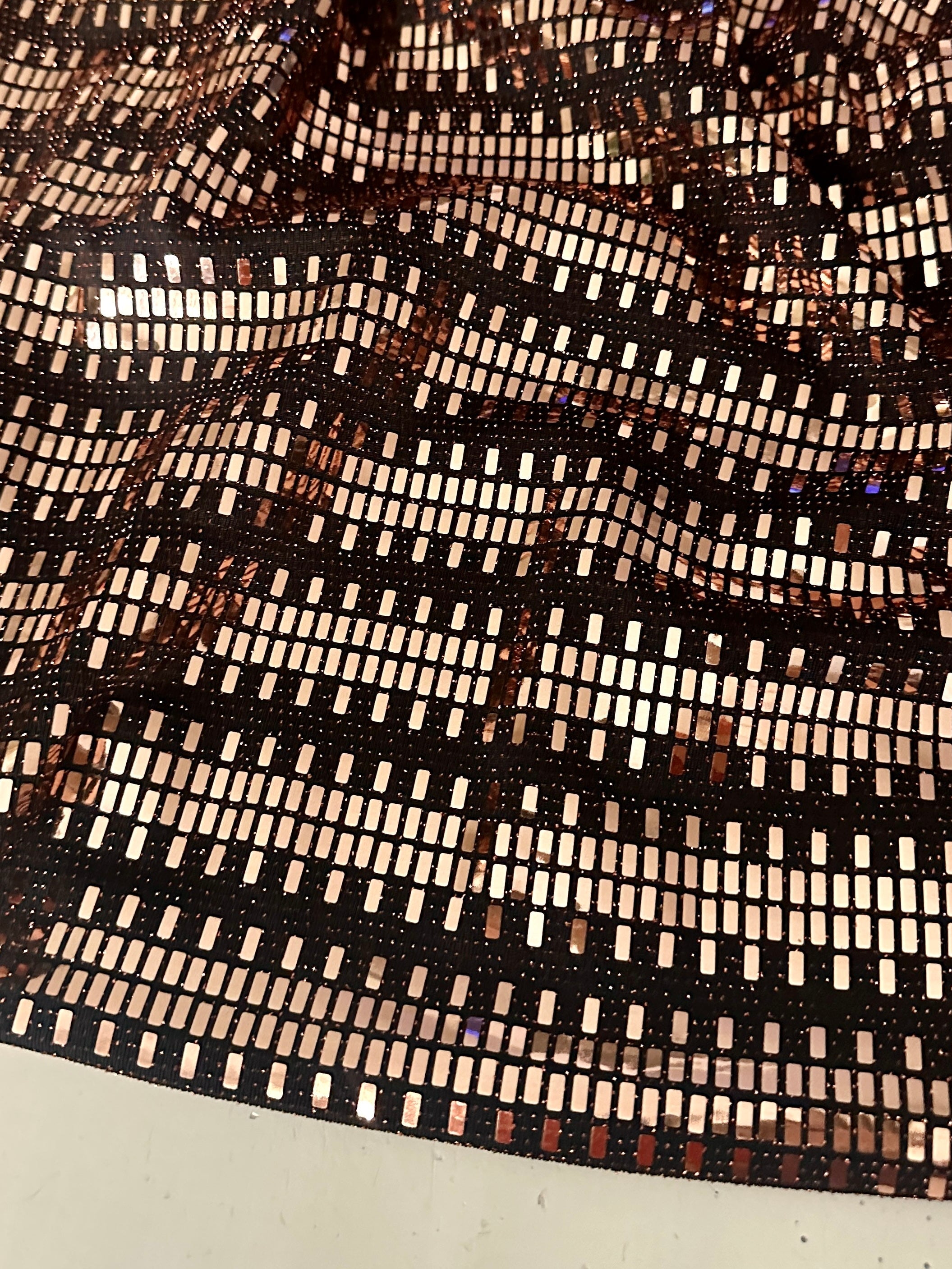 Gold Foiled Mirror Sequins on Knit, gold sequin on knit, rose gold sequin, sequin on knit, mirror sequin on knit, bright gold sequin on knit