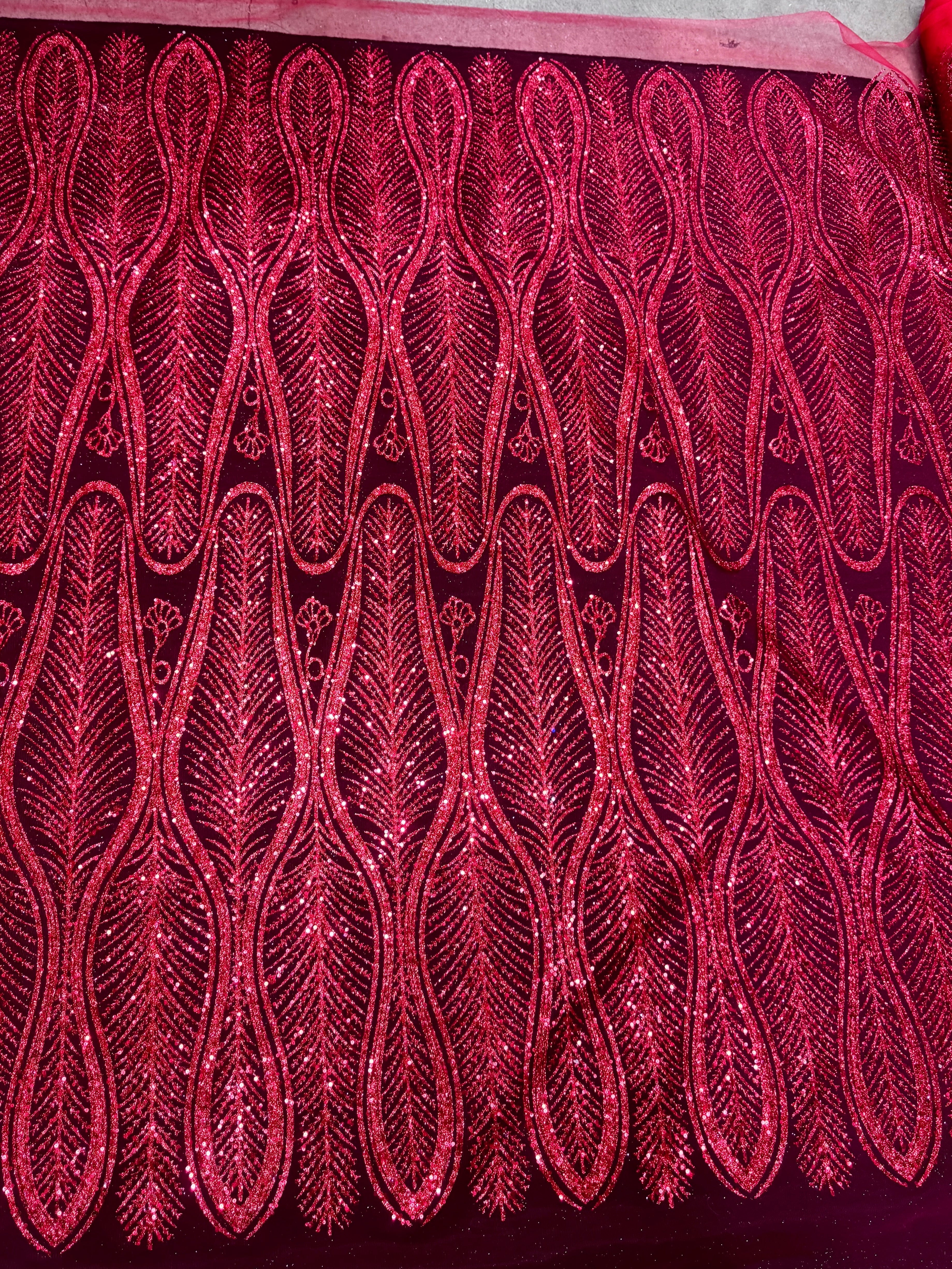 Red Glitter Sequin Geometric Lace, online textile store, sewing, fabric store, sewing store, cheap fabric store, kiki textiles